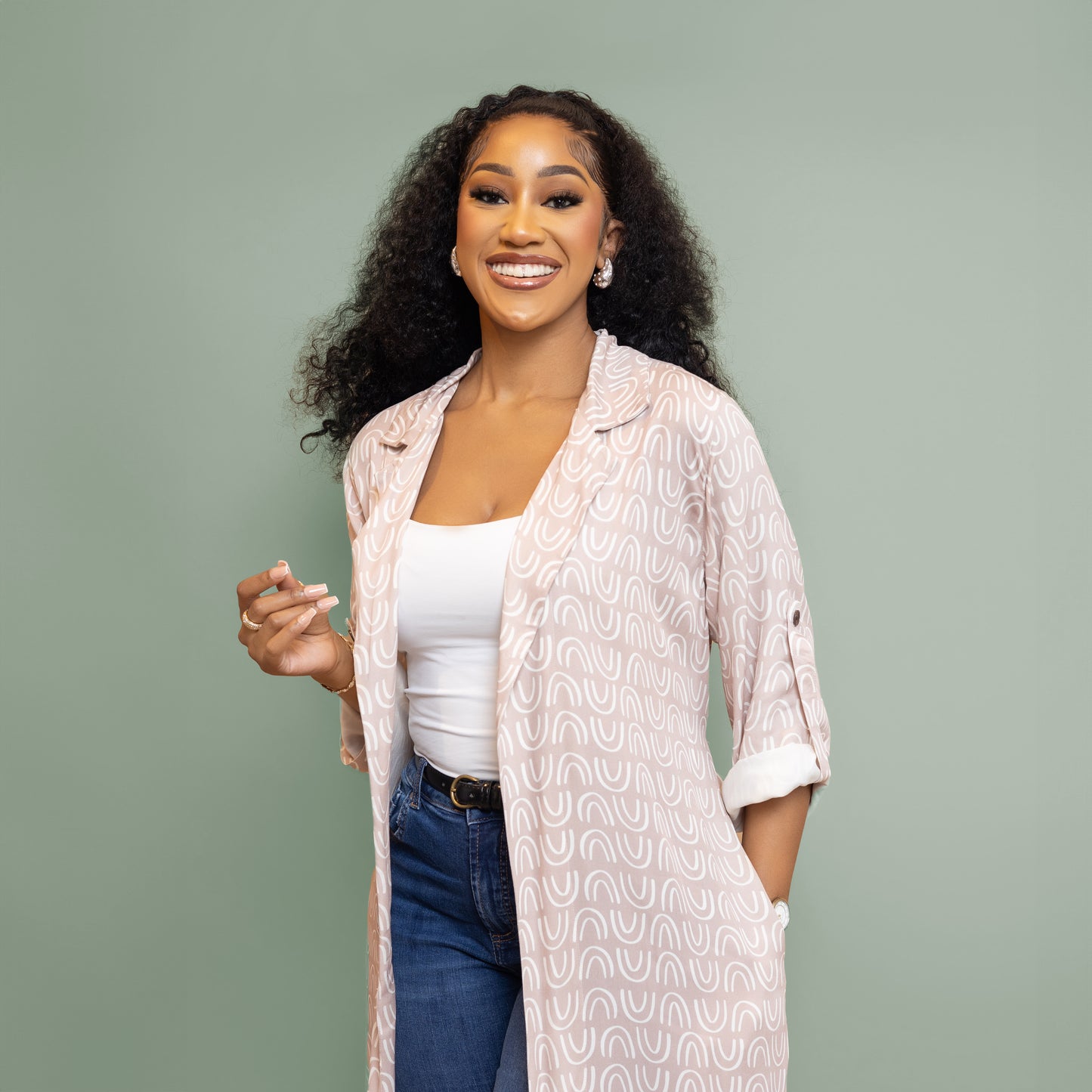 Nia Belted Kimono – Blush