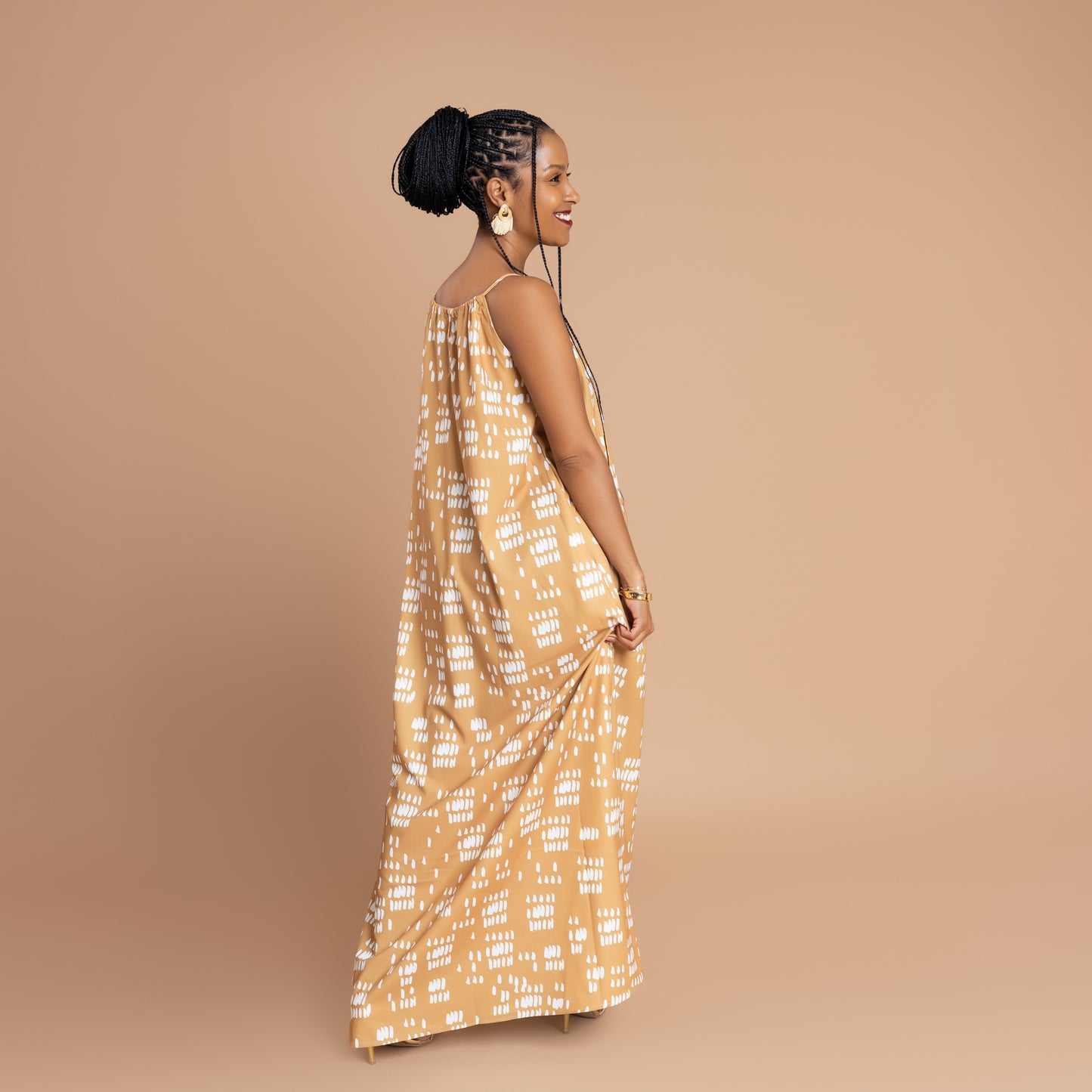Nia Sleeveless Beaded Maxi Dress - Mustard