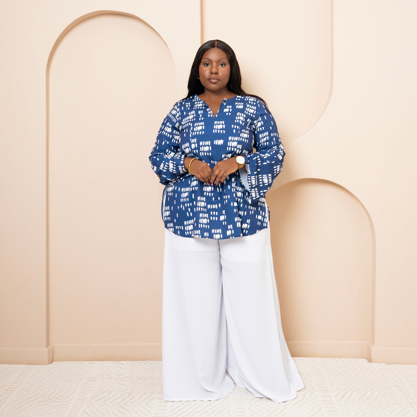 Nia Tunic Top with Flared Sleeves + Ultra Flowy Wide Leg Pants