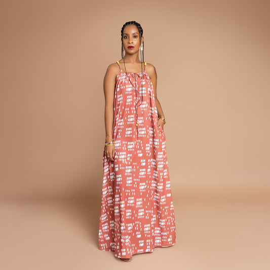 Nia Sleeveless Beaded Maxi Dress - Burnt Orange