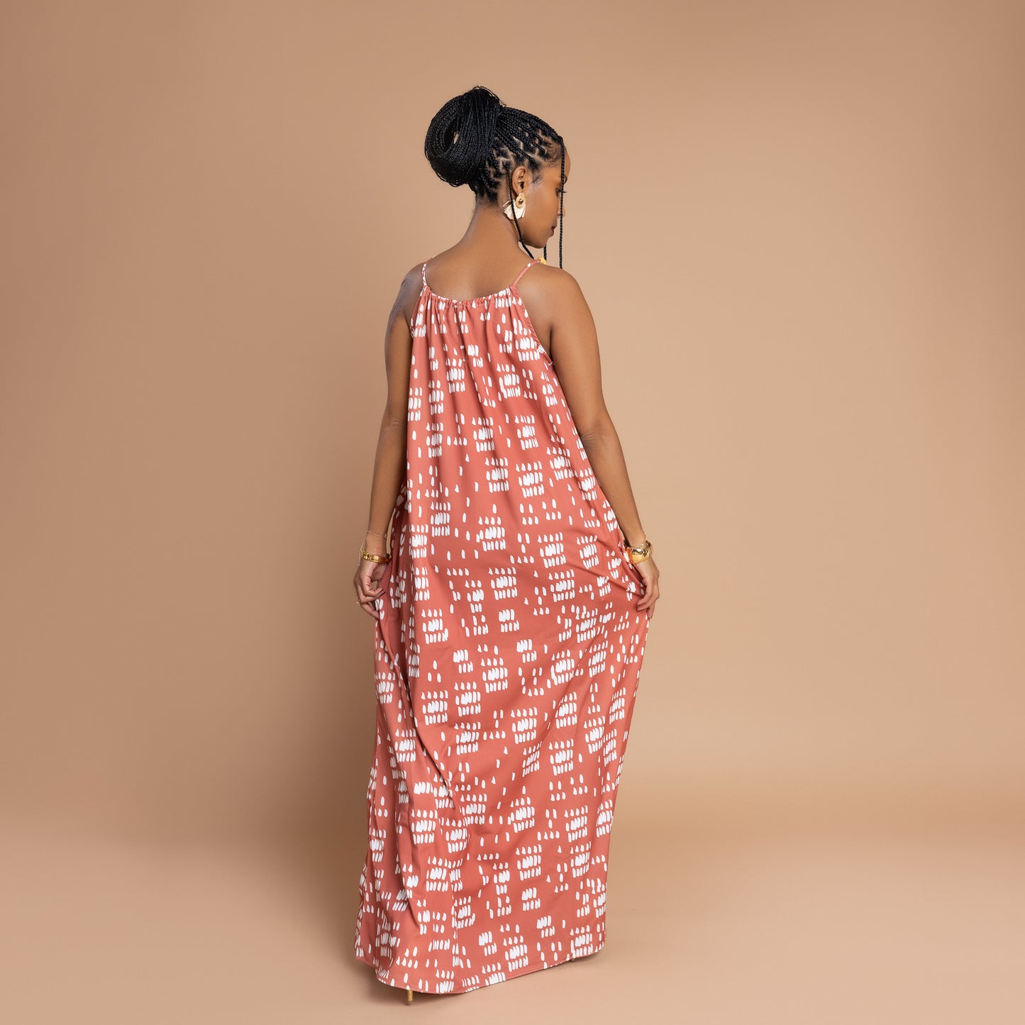 Nia Sleeveless Beaded Maxi Dress - Burnt Orange