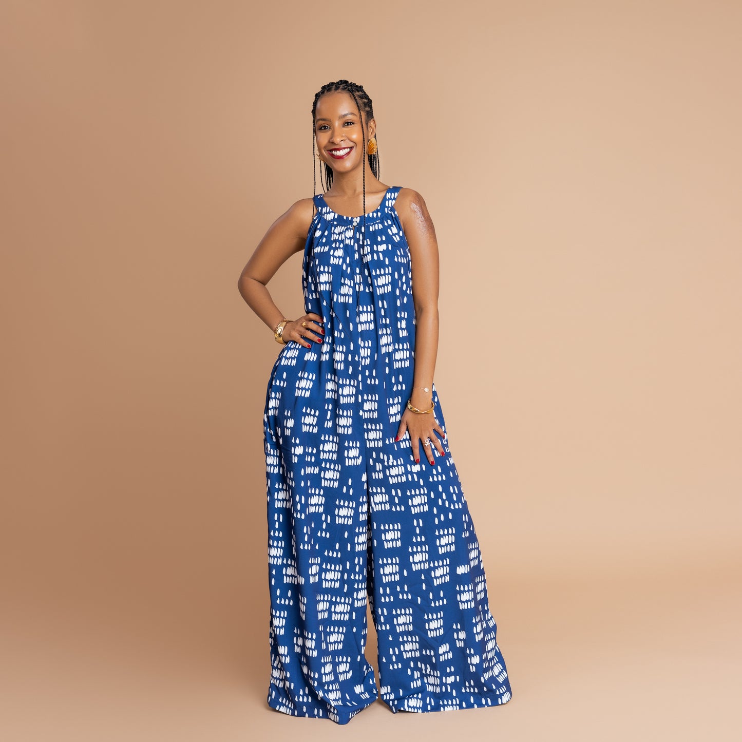 Nia Flowy Ultra Wide Leg Jumpsuit - Blue