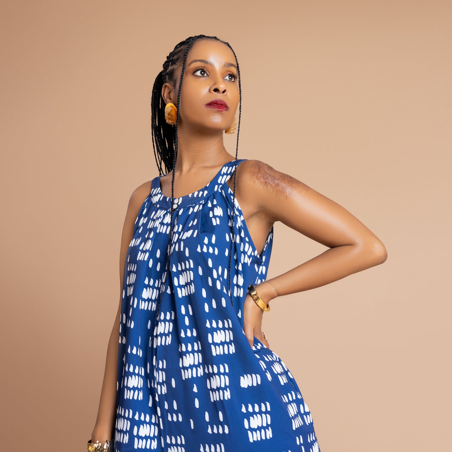 Nia Flowy Ultra Wide Leg Jumpsuit - Blue