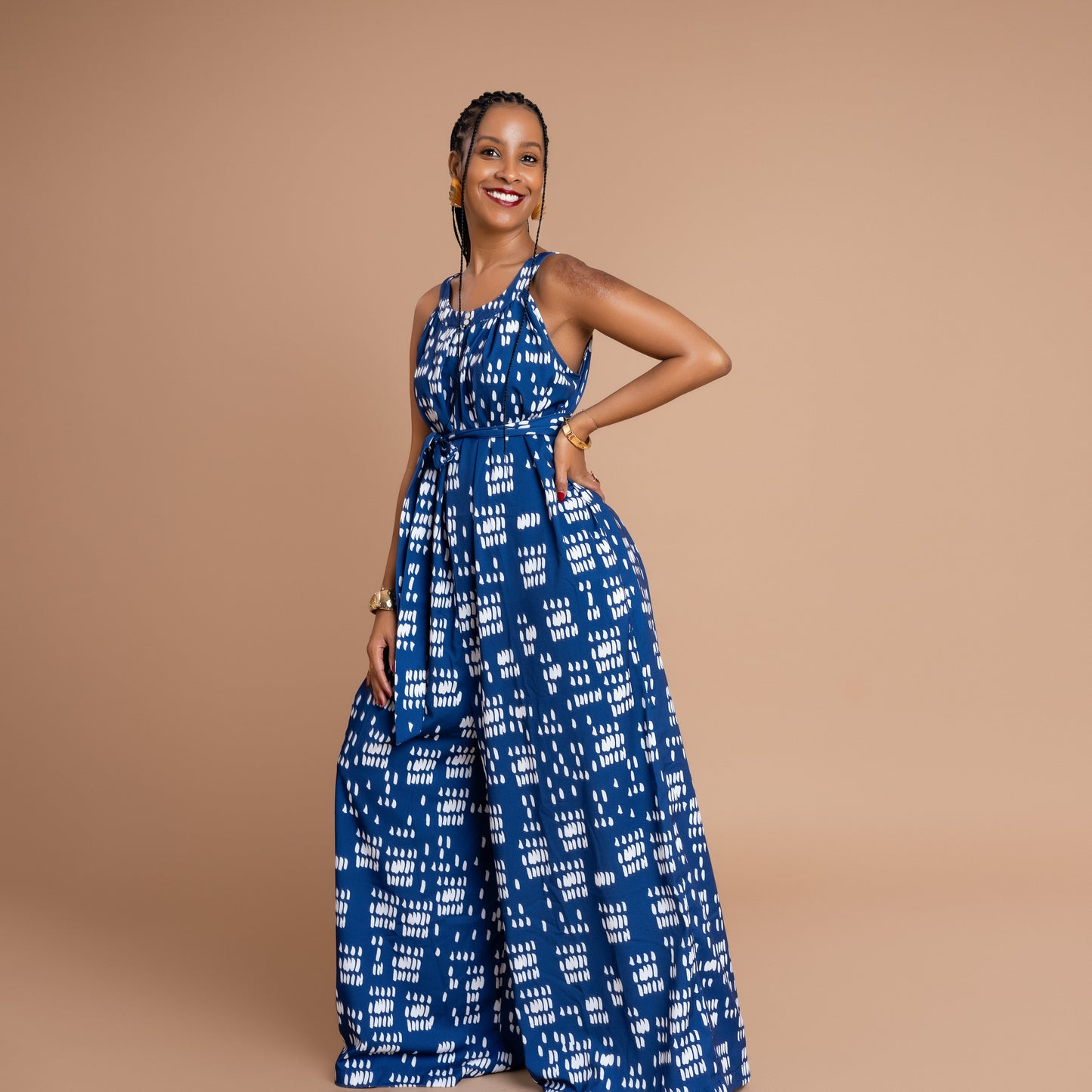 Nia Flowy Ultra Wide Leg Jumpsuit - Blue