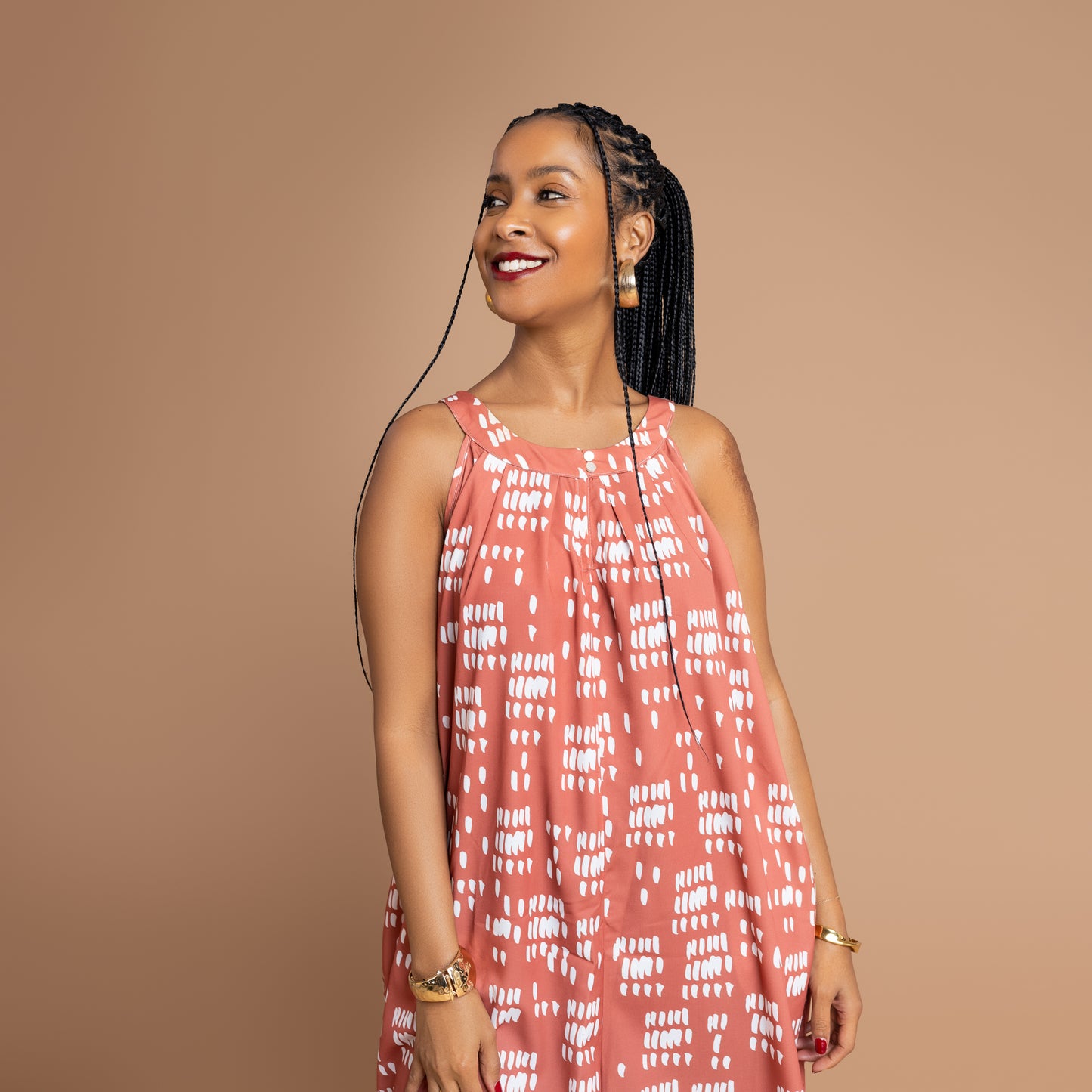 Nia Flowy Ultra Wide Leg Jumpsuit - Burnt Orange