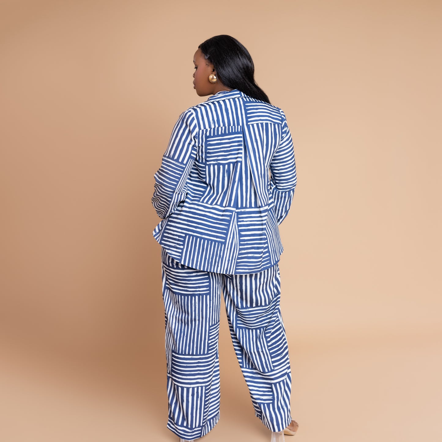Nia Relaxed Shirt & Wide Leg Pant Set - Blue