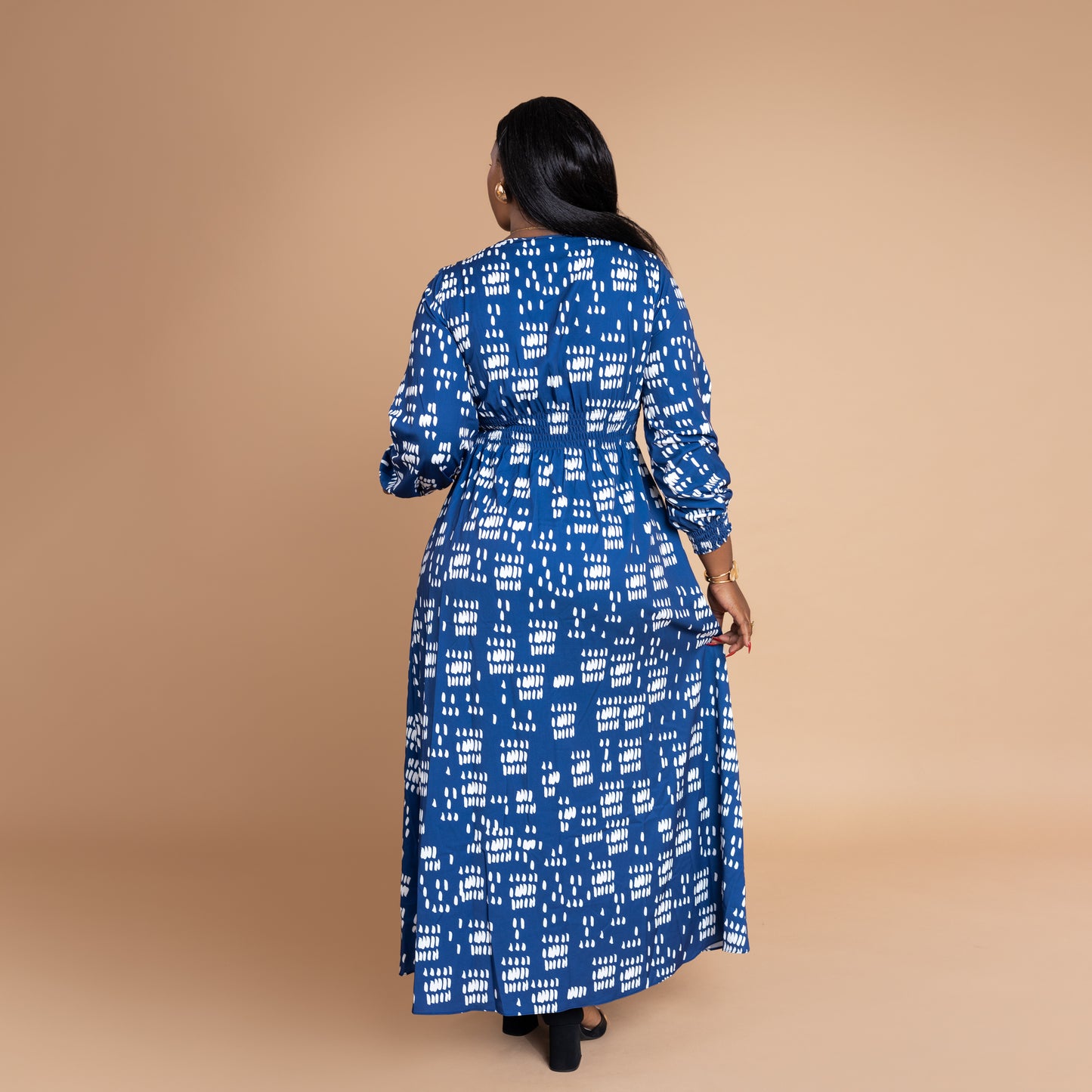 Nia Flowy Maxi Dress with Front Slit - Blue