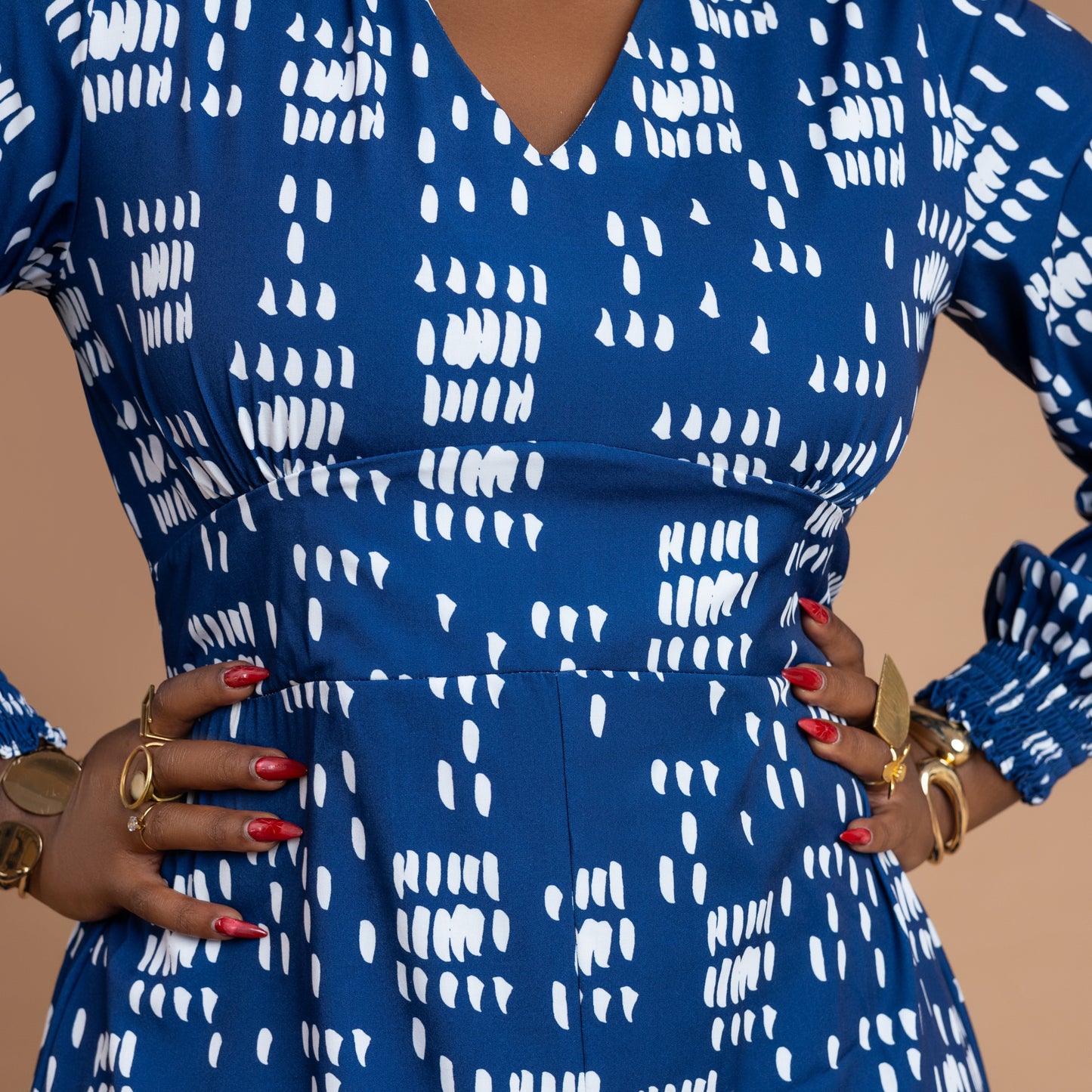 Nia Flowy Maxi Dress with Front Slit - Blue