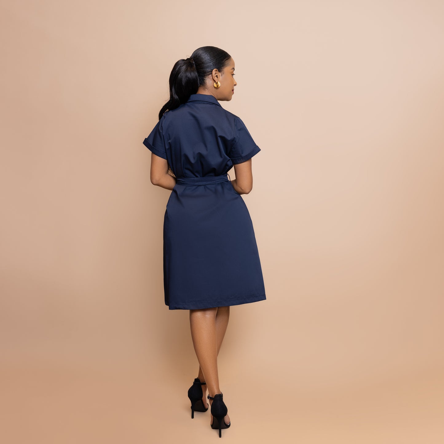 Safari Short Shirtdress - Navy Blue