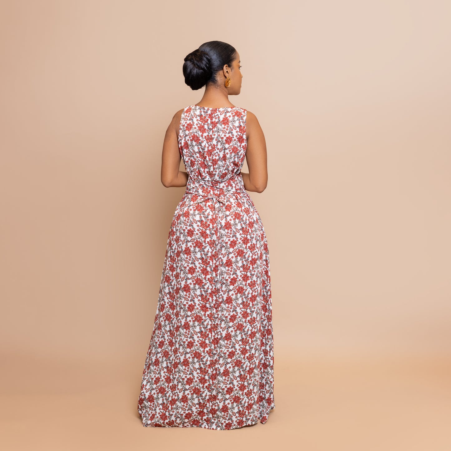 Square-Neck Maxi Dress - Floral Red