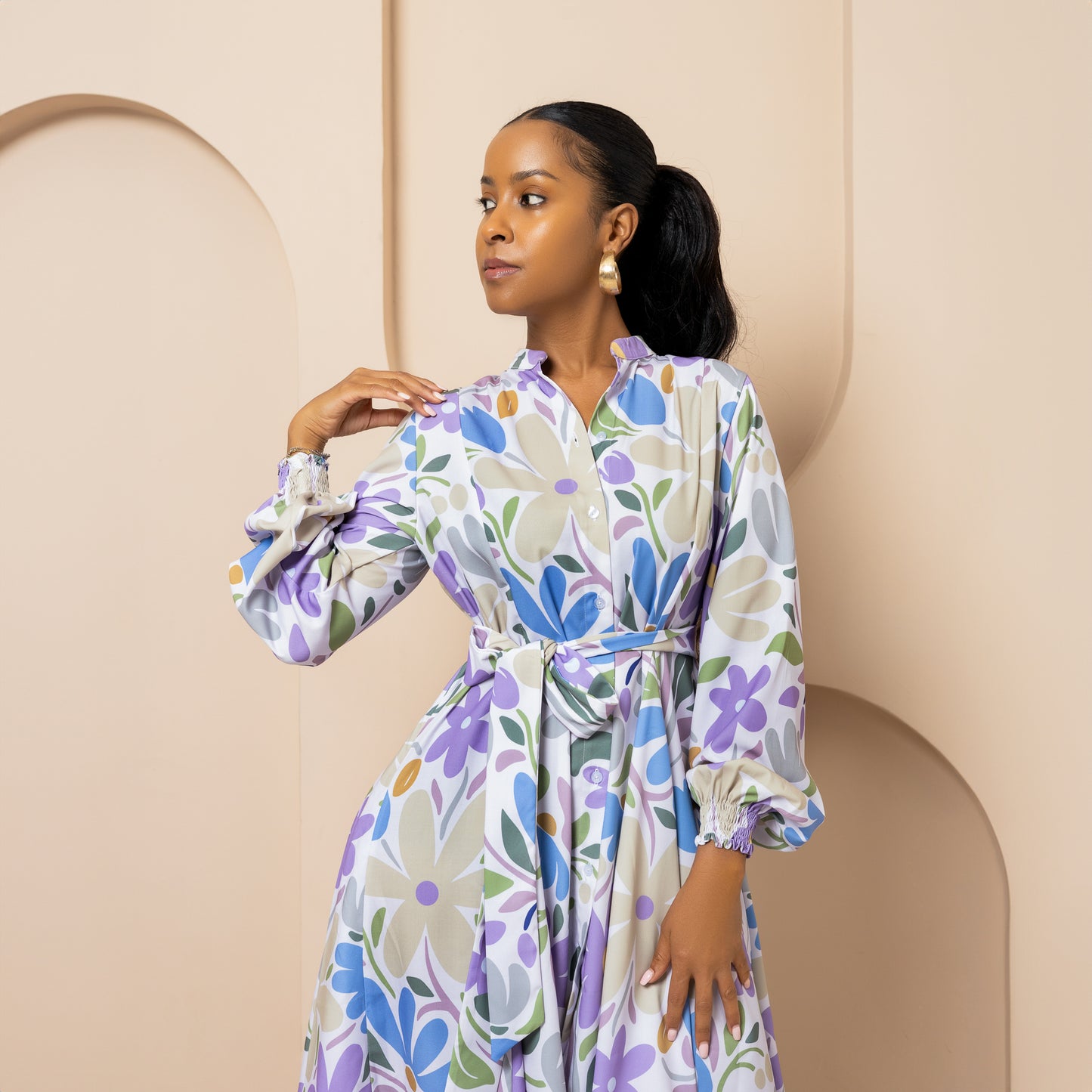 Nia Skater Mini Dress - Lavender Garden