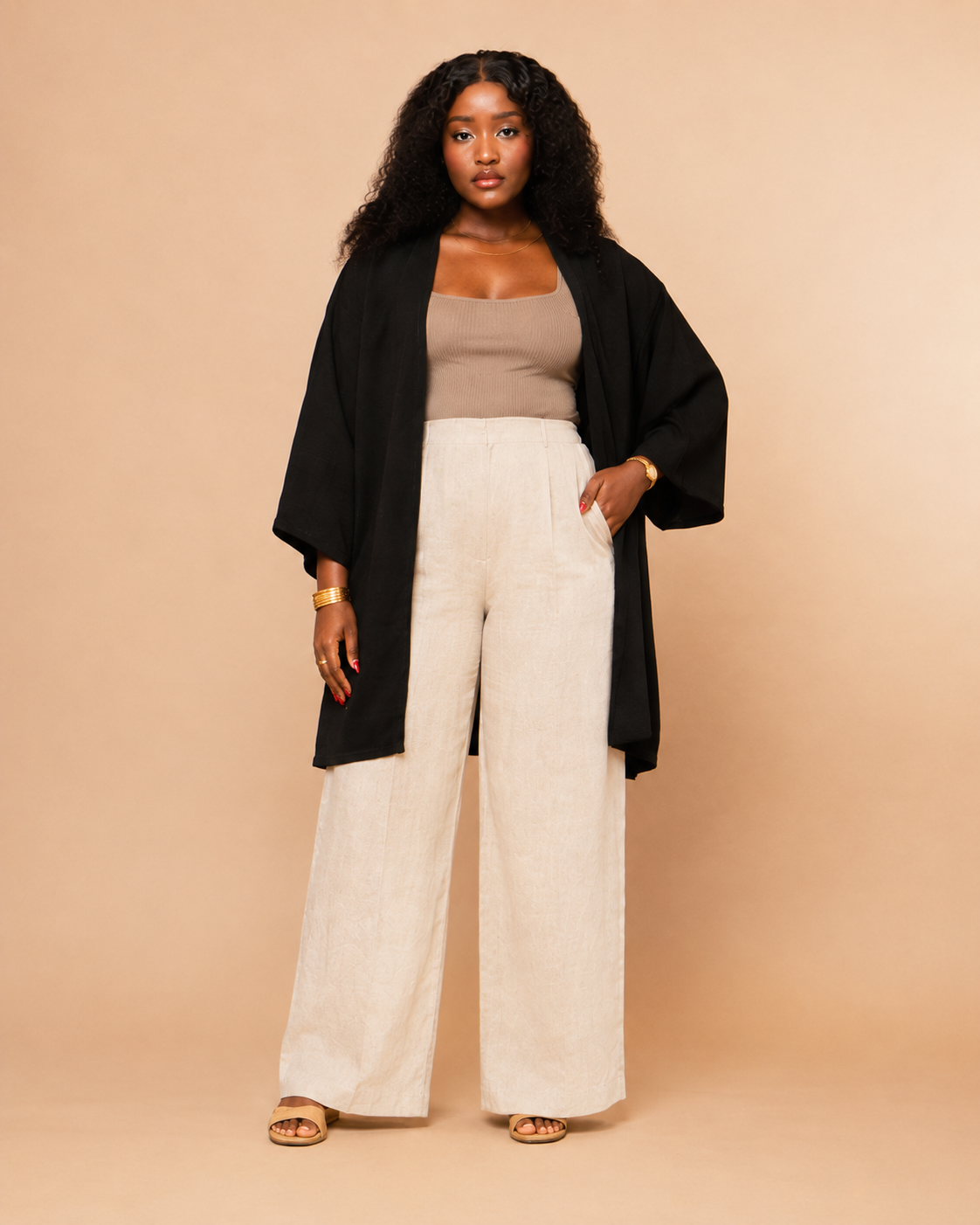 Open Front Kimono - Black