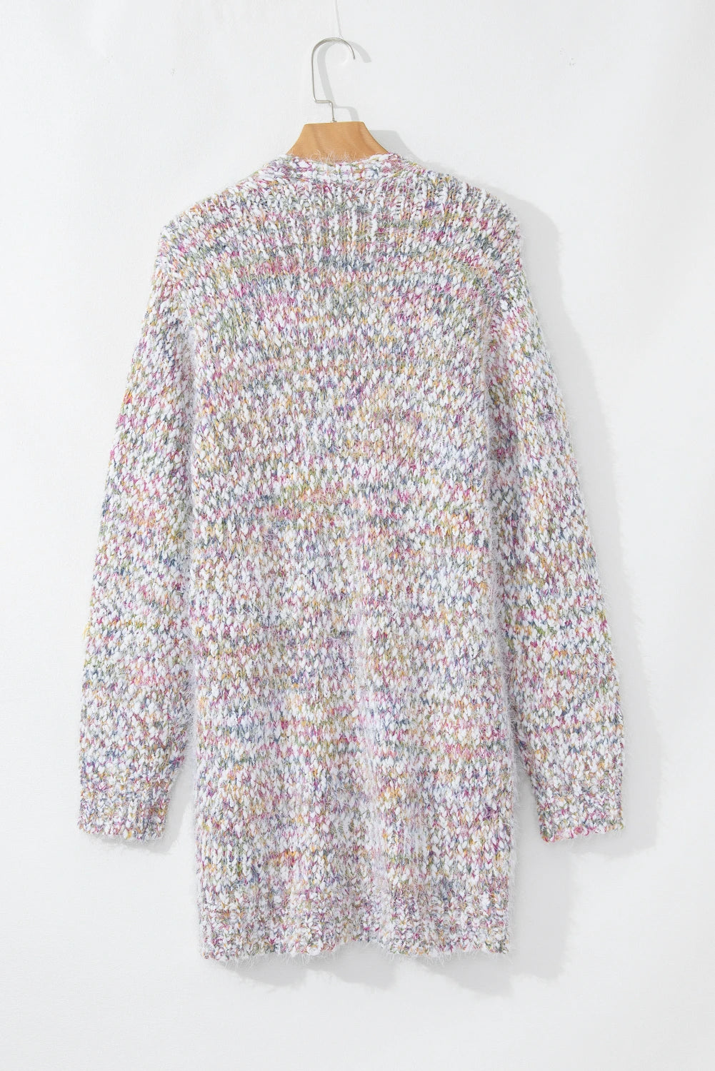 Fuzzy Open Front Knit Cardigan - Butter Yellow Confetti