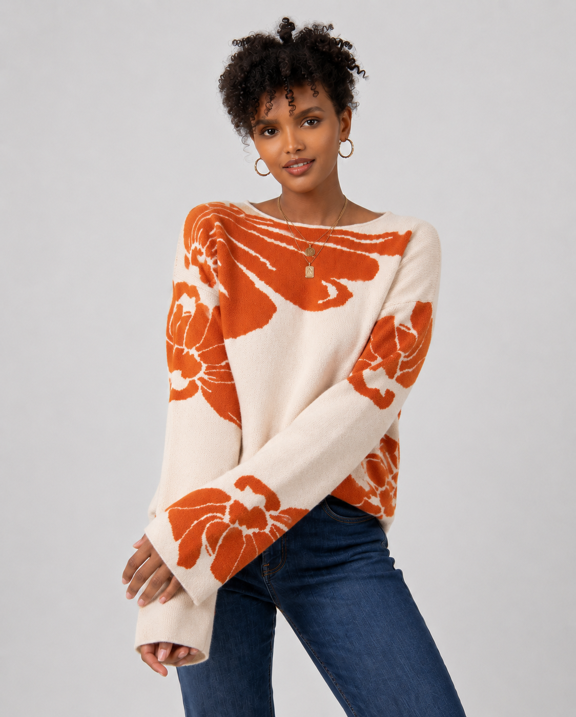 Bloom Knit Sweater - Rust
