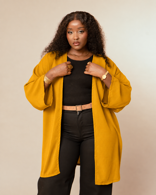 Open Front Kimono - Mustard