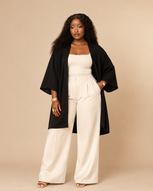Open Front Kimono - Black