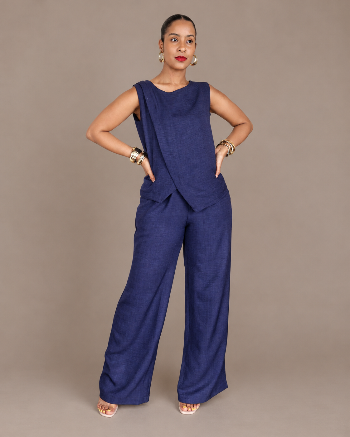 Asymmetric Co-ord Set - Navy Blue
