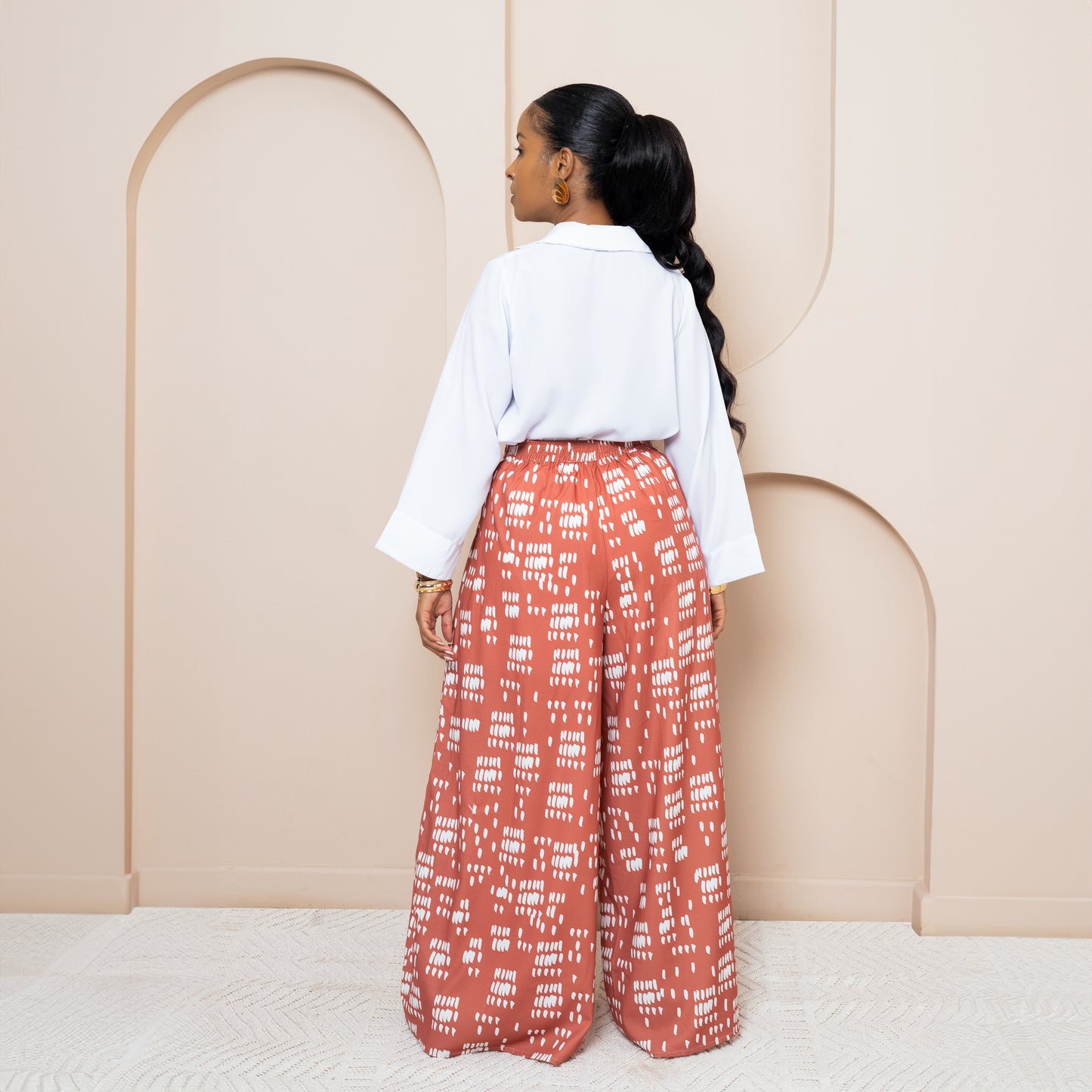 Long Sleeve Buttoned Blouse + Ultra Flowy Wide Leg Pants