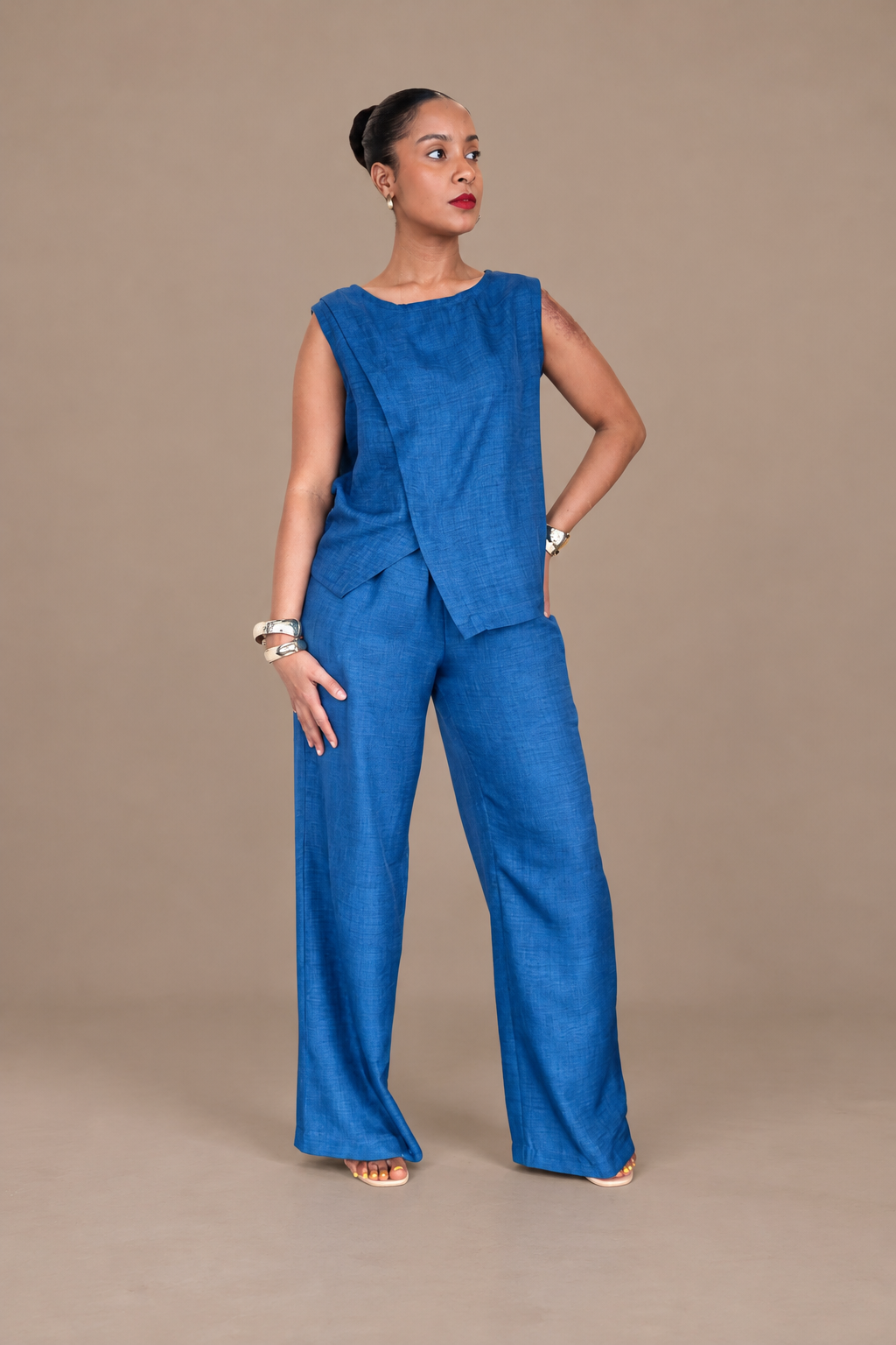 Asymmetric Co-ord Set - Petrol Blue