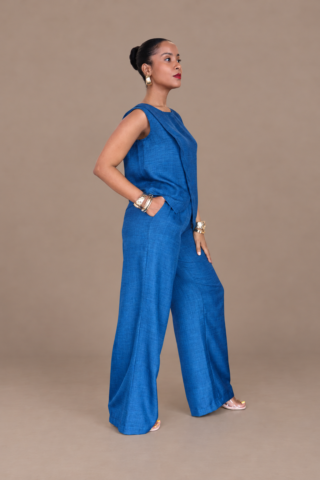 Asymmetric Co-ord Set - Petrol Blue