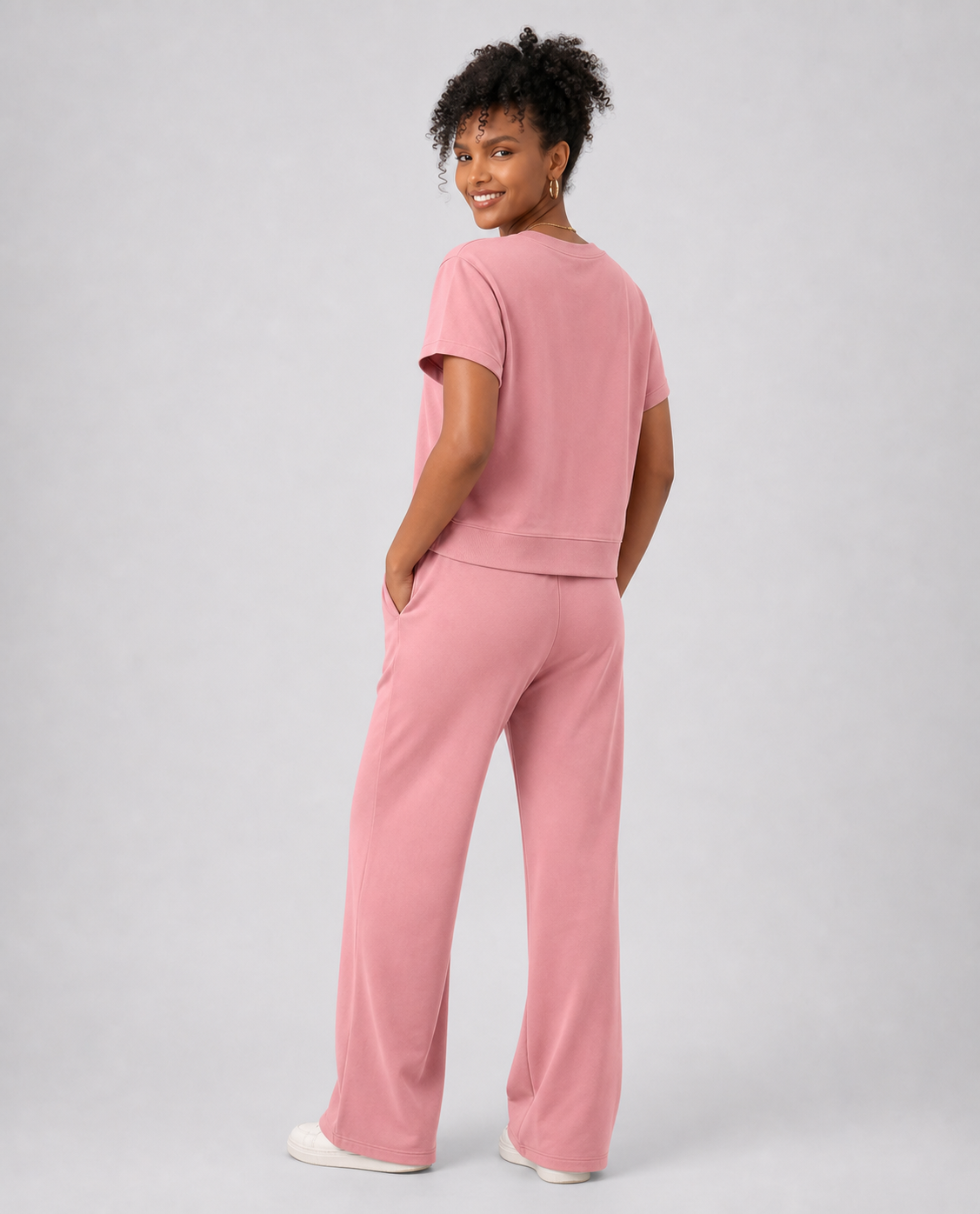 Wide Leg Travel Set - Blush Pink