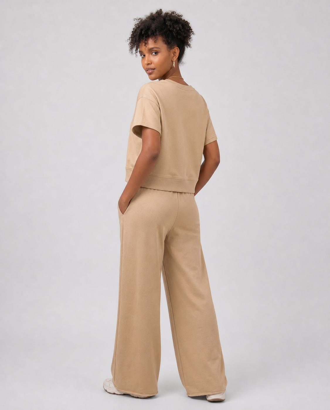 Wide Leg Travel Set - Beige