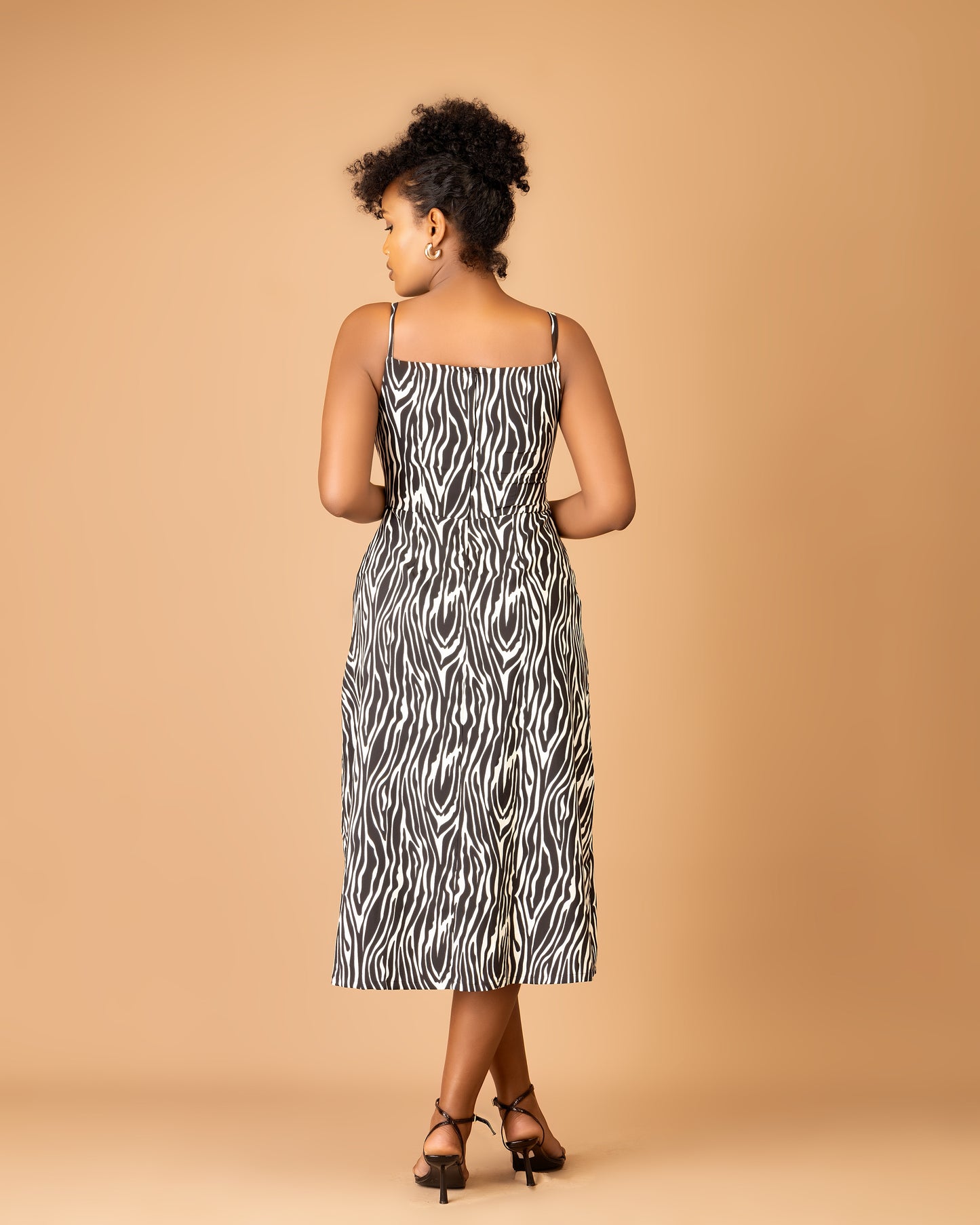 Tiger Print Front Tie Midi Dress