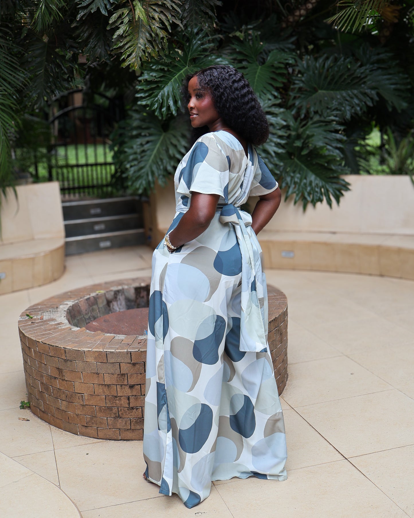 Flutter Sleeve Wide-Leg Jumpsuit - Blue Haze
