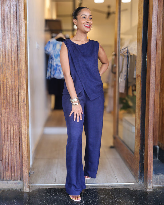 Asymmetric Co-ord Set - Navy Blue