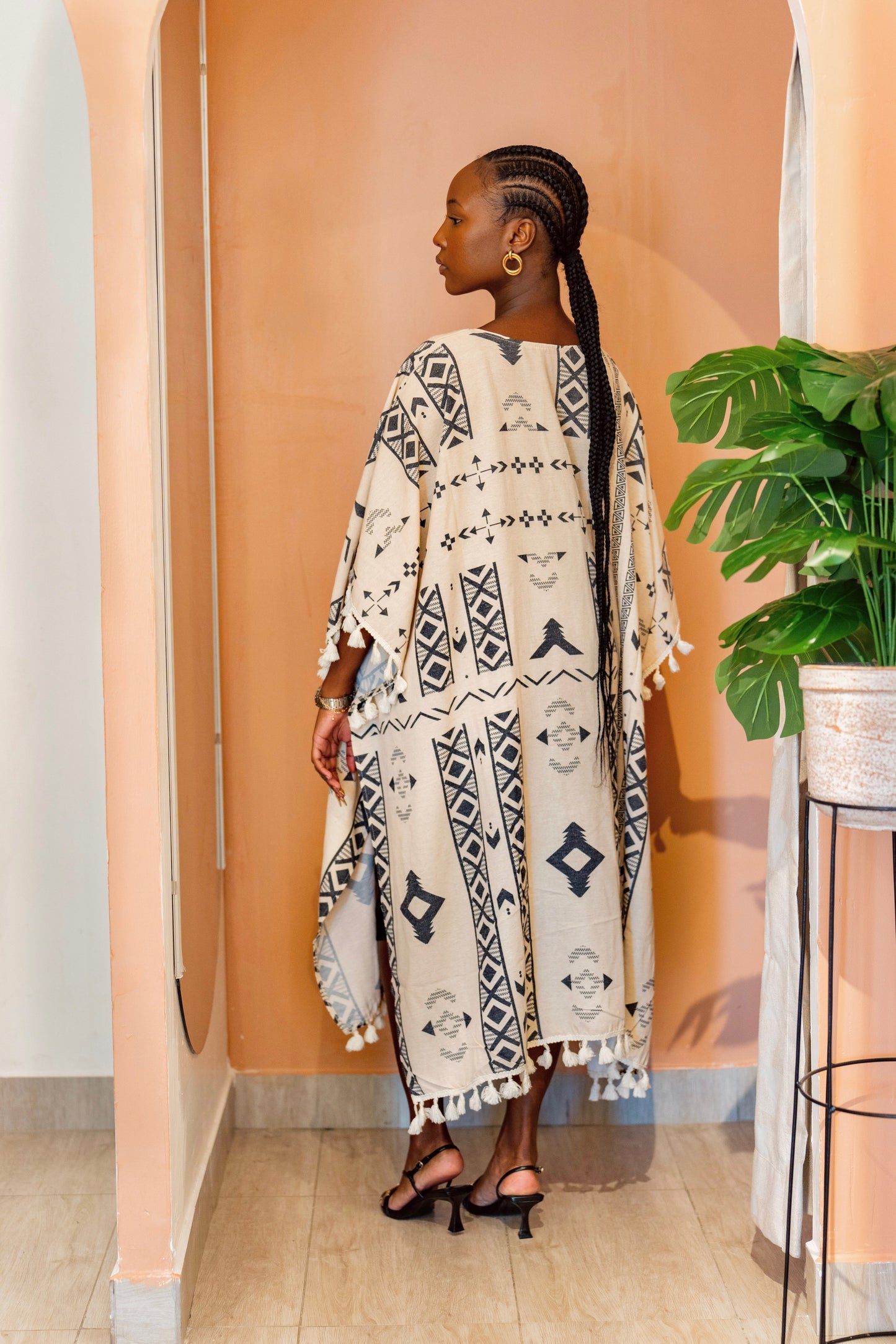 Tribal Print Frill Kimono