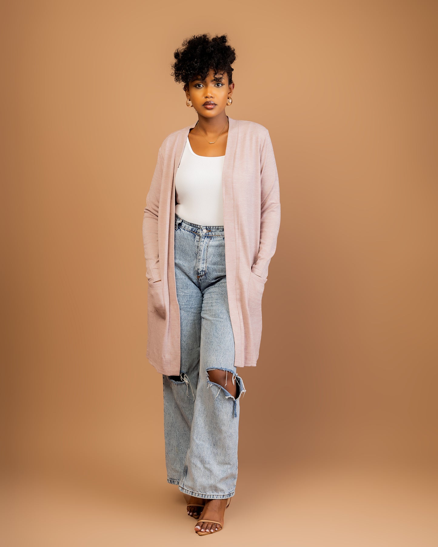 Open Front Cardigan with Pockets