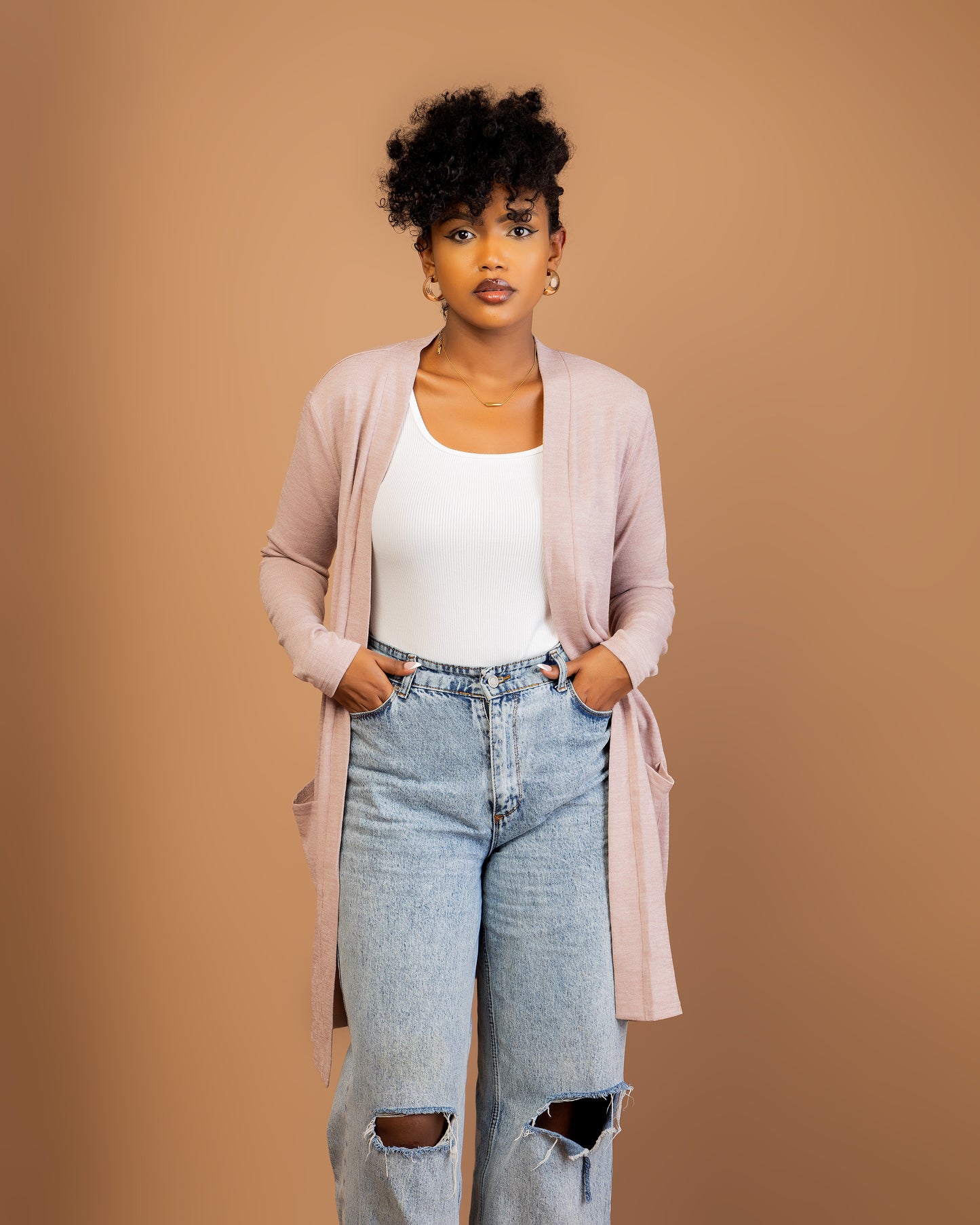 Open Front Cardigan with Pockets