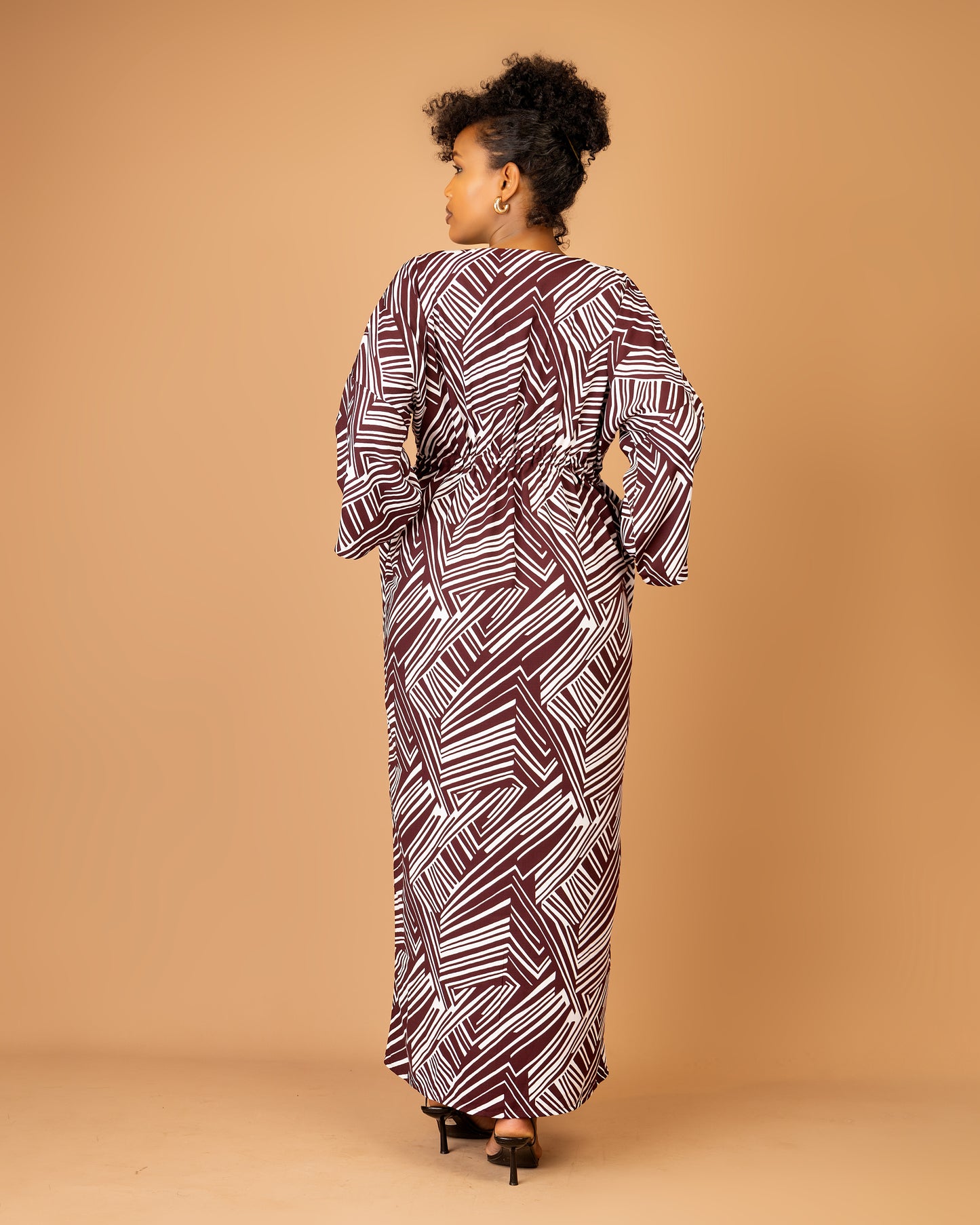 Geometric Print Drawstring Kaftan