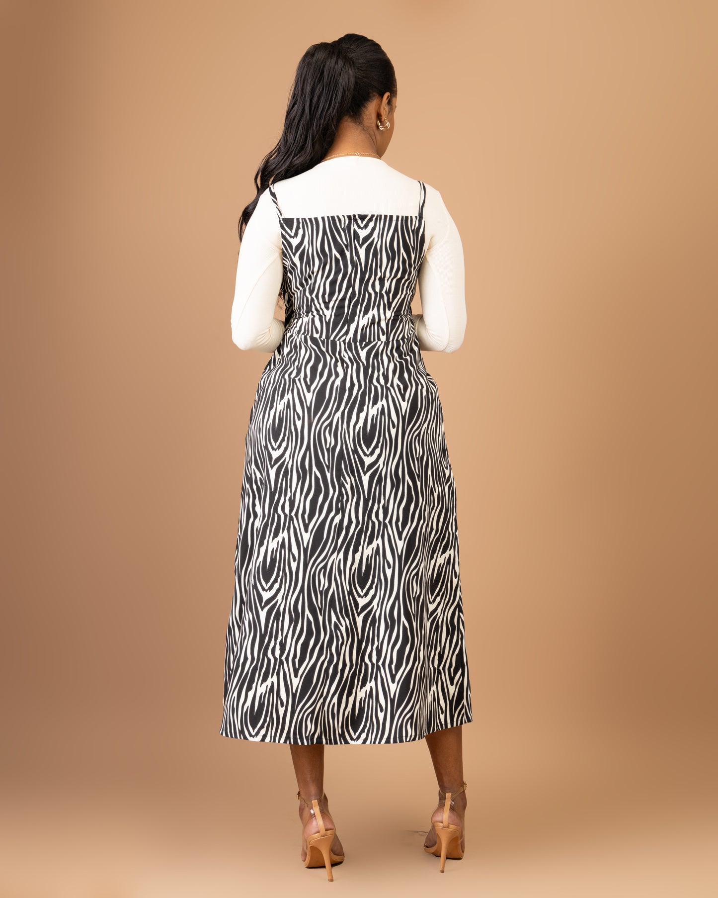 Tiger Print Front Tie Midi Dress