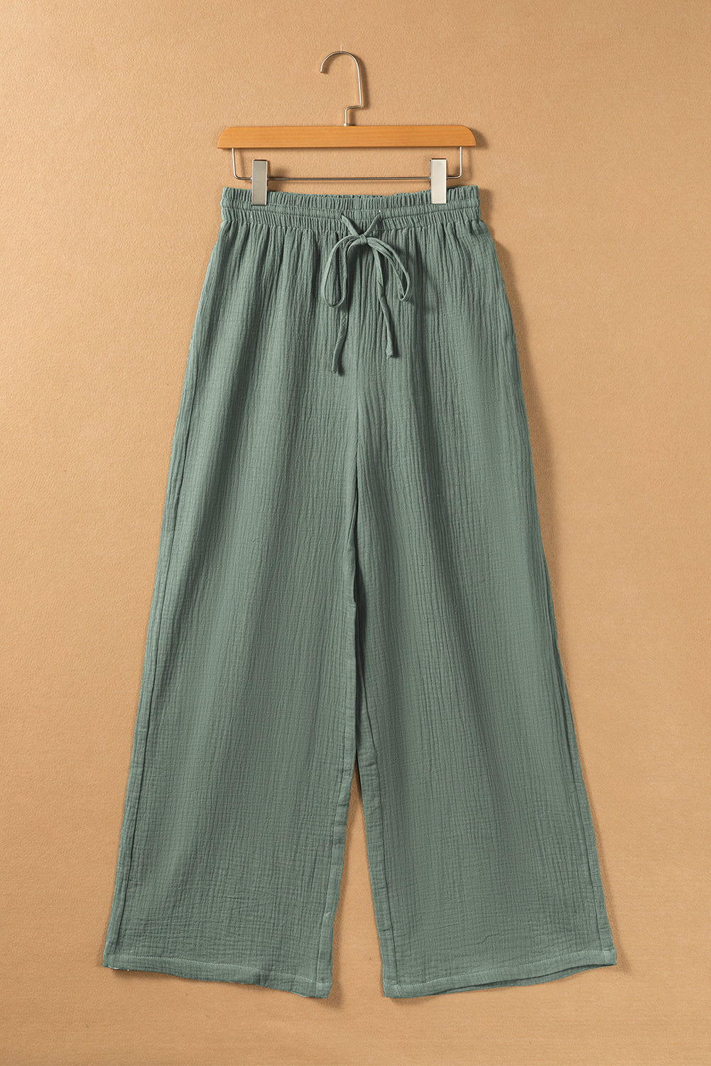 Green Crinkle Two-Piece Pant Set