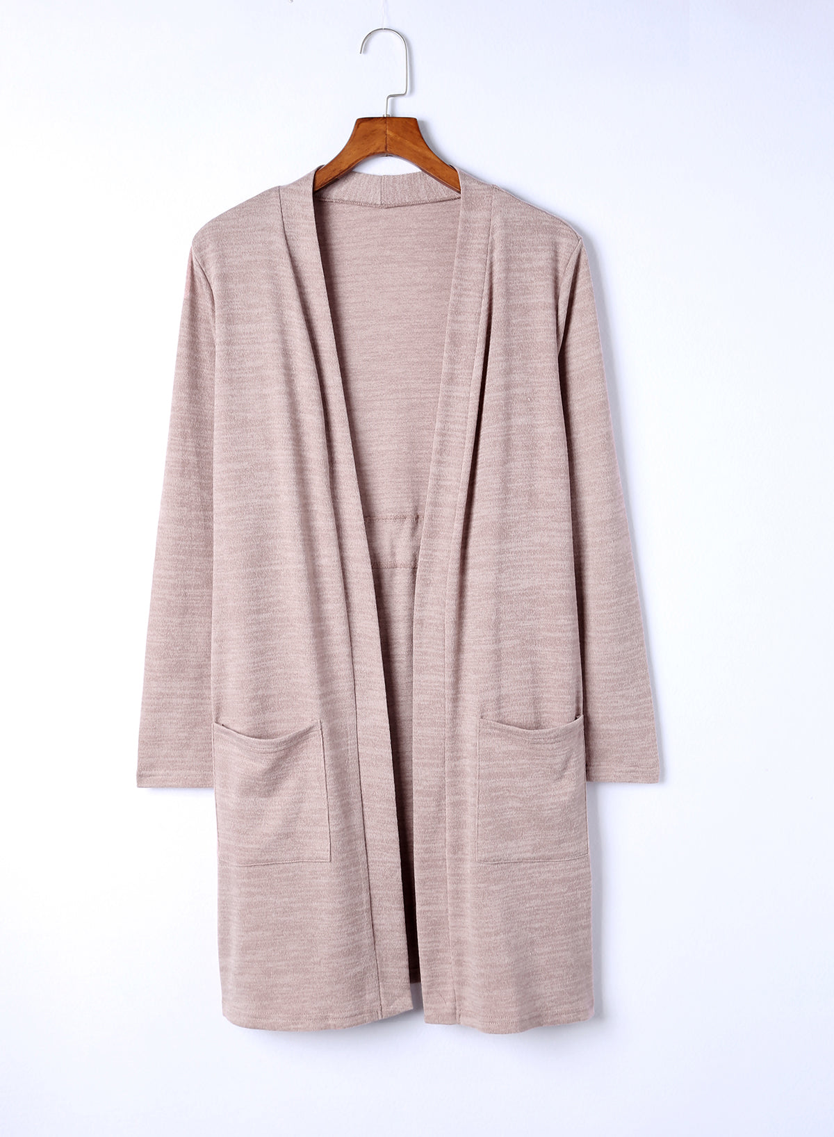 Open Front Tunic Back Cardigan with Pockets - Dusty Rose