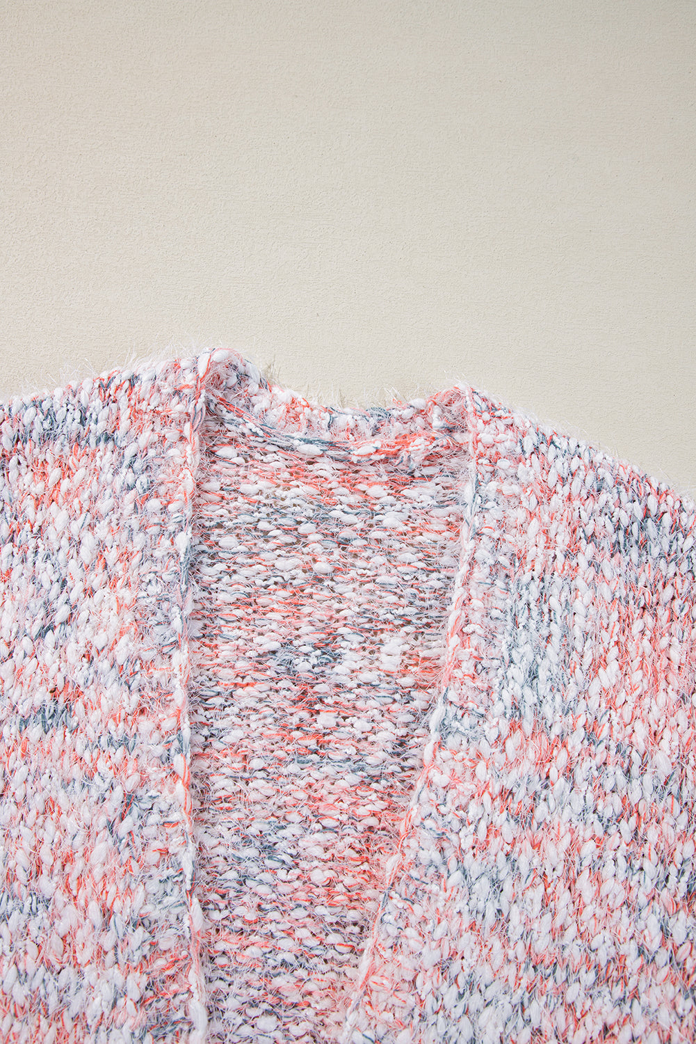 Fuzzy Open Front Knit Cardigan - Pink Confetti