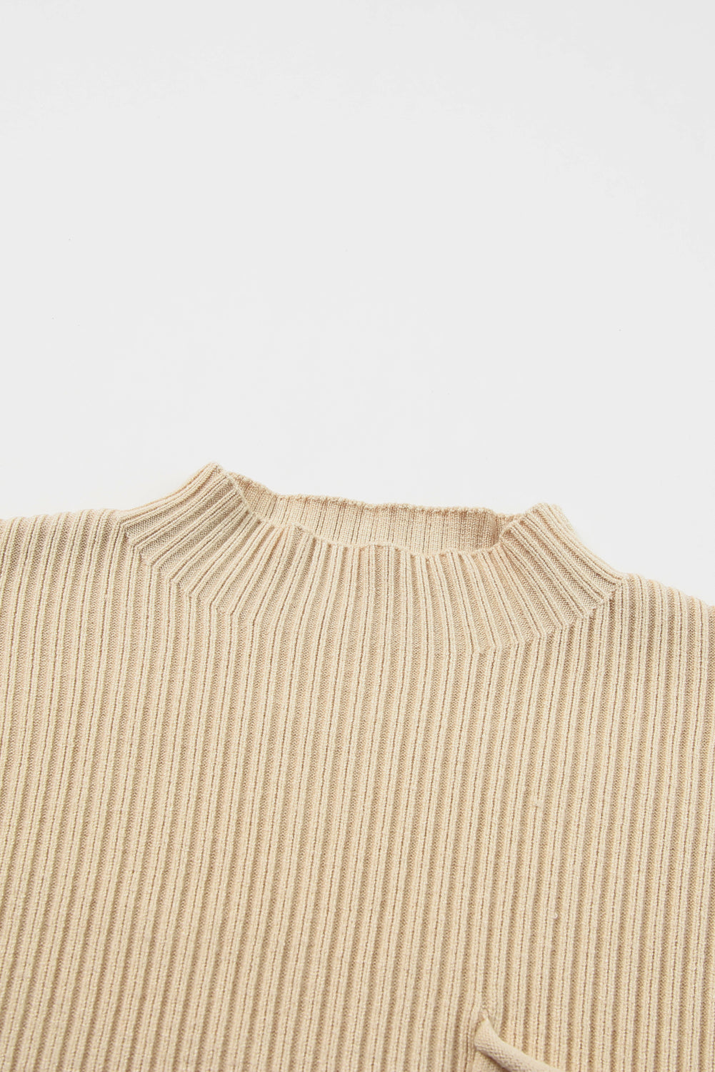 Ribbed Mock Neck Knit Top - Oatmeal