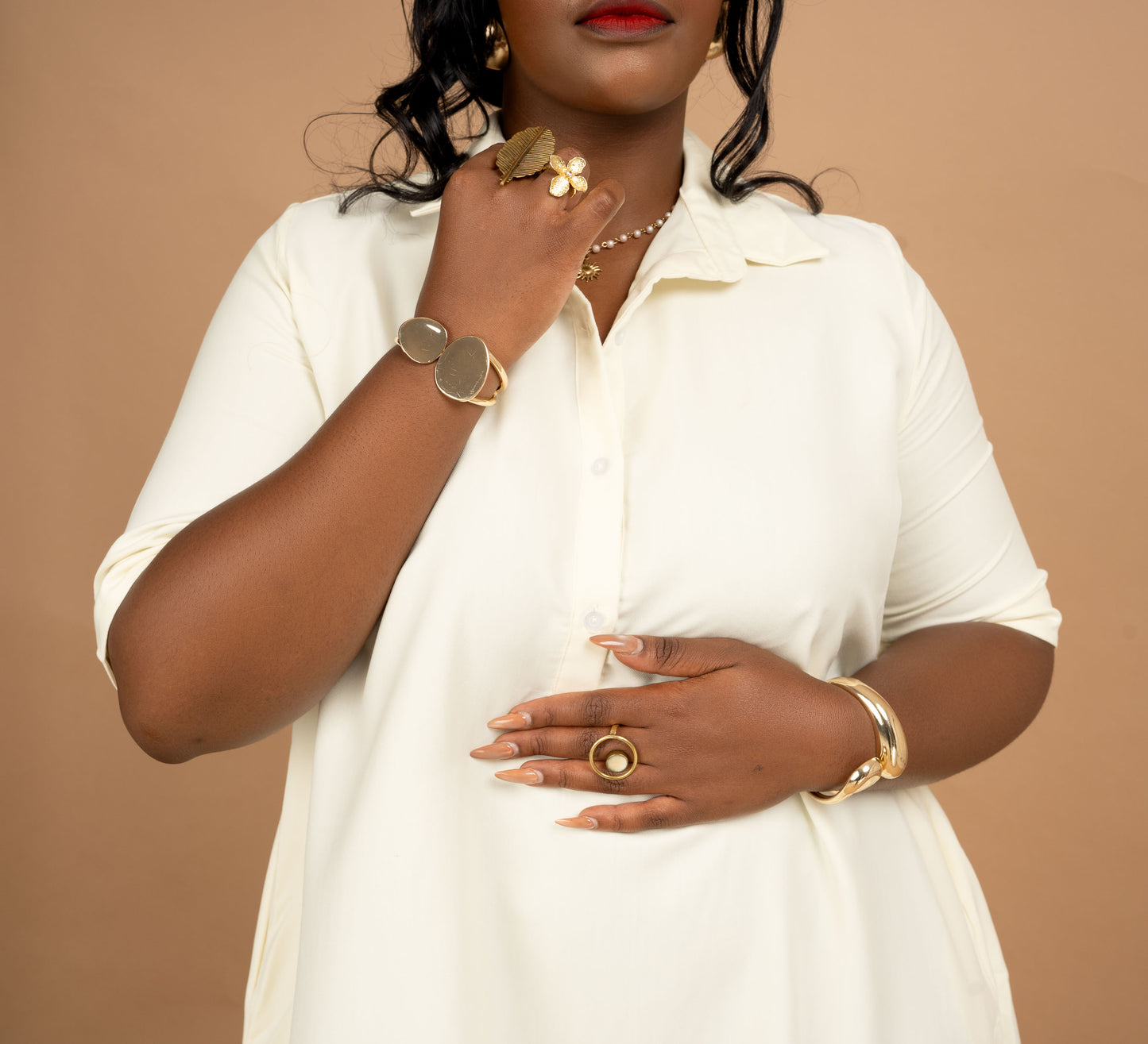 Short Sleeve Cotton Tent Dress - Butter Cream