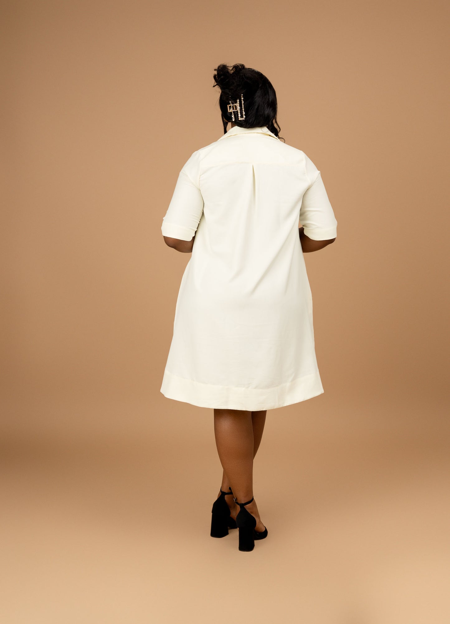Short Sleeve Cotton Tent Dress - Butter Cream