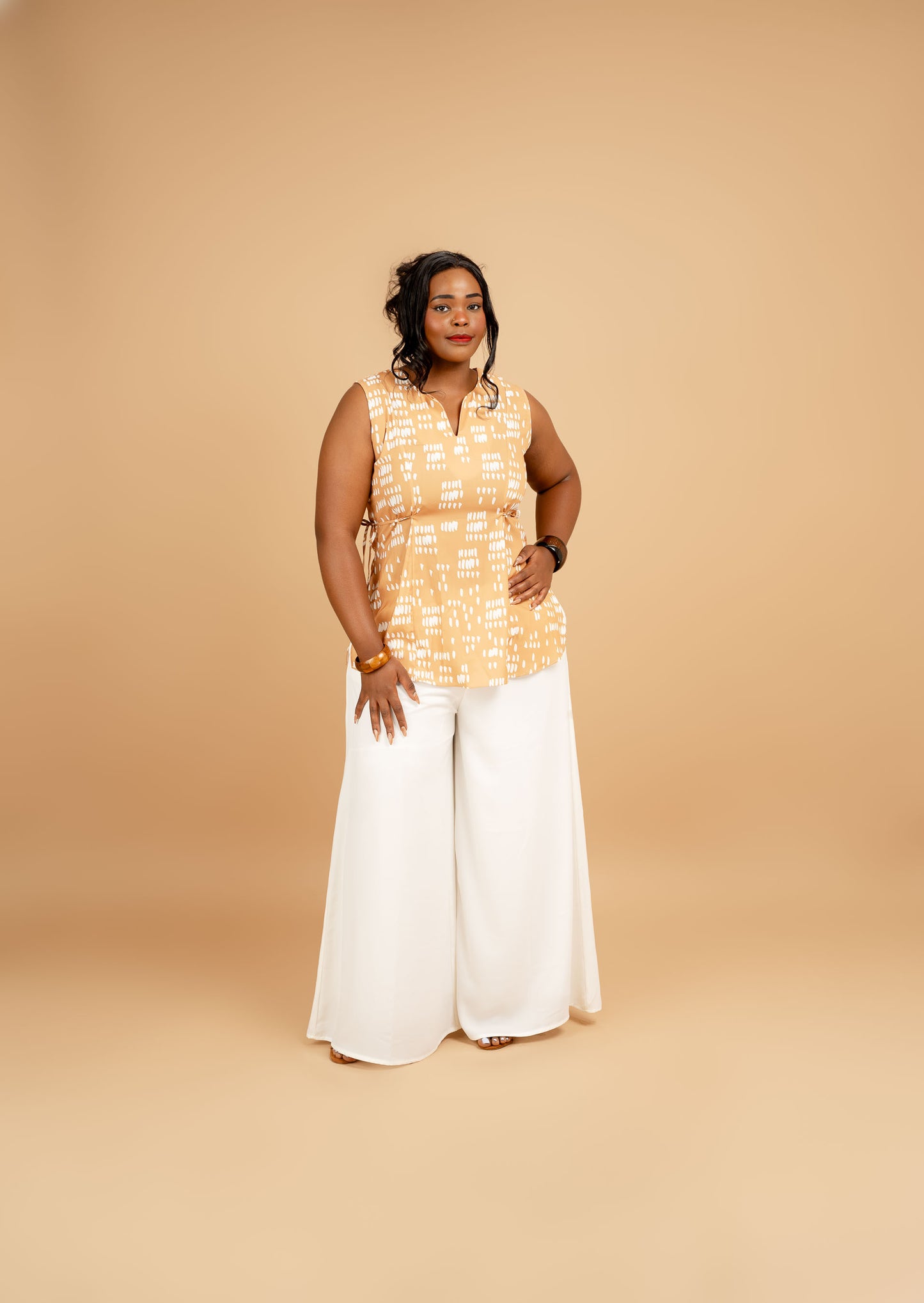 Nia Sleeveless Top with Side Ties - Mustard