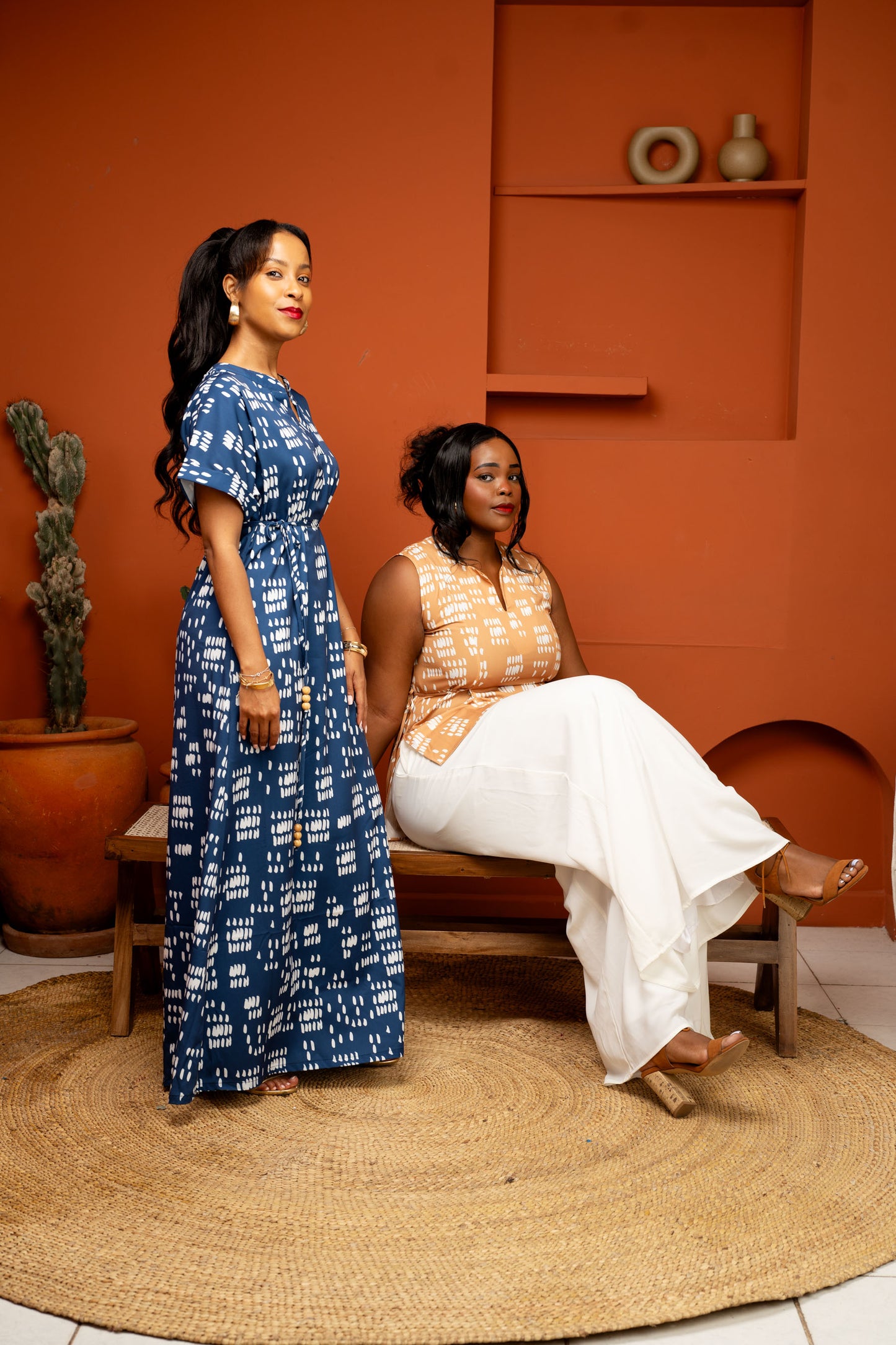 Nia Maxi Dress with Beaded Tie Belt - Midnight Blue