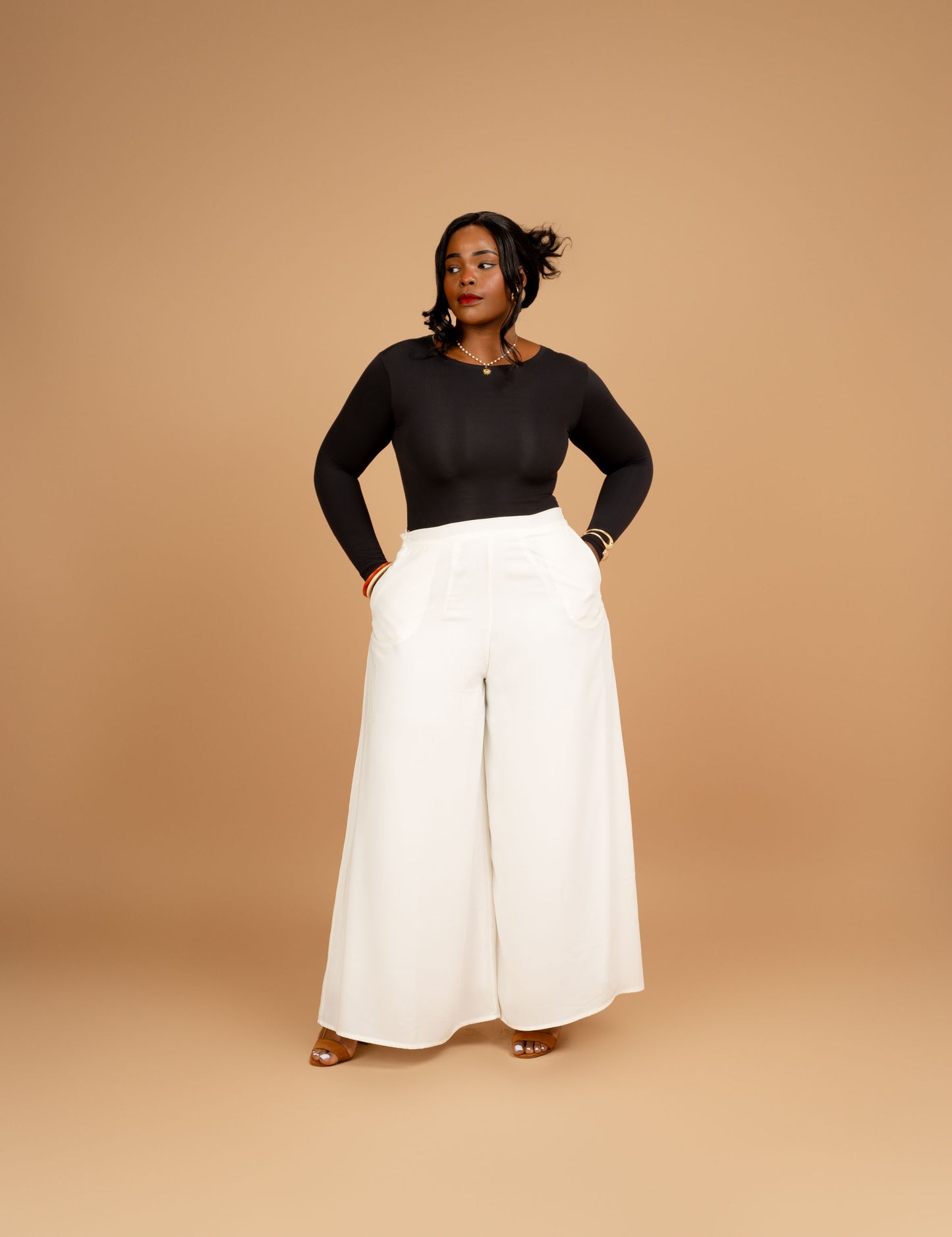Ultra Flowy Wide Leg Pants - Cream