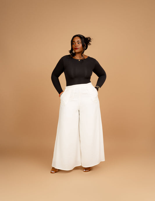 Ultra Flowy Wide Leg Pants - Cream