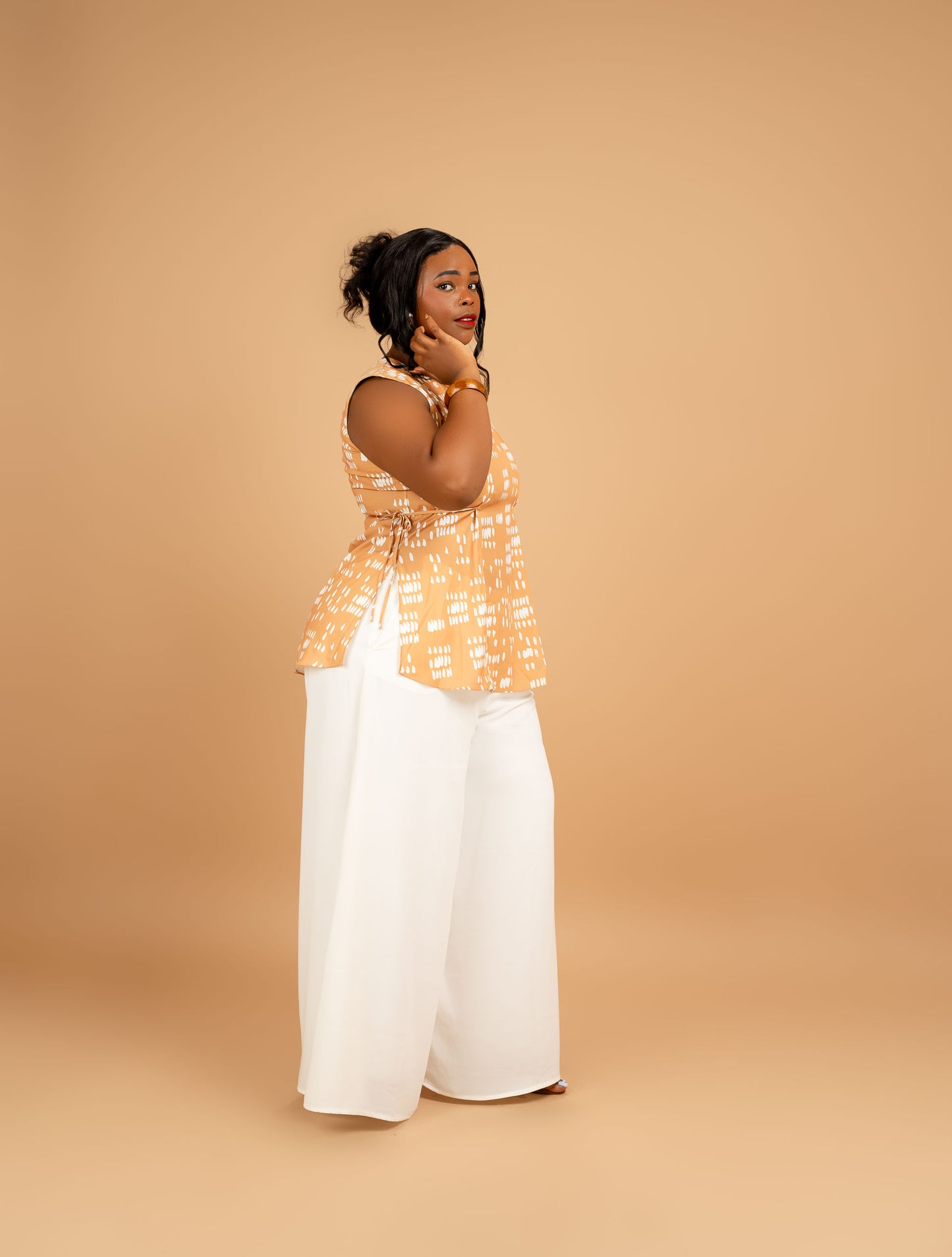 Nia Sleeveless Top with Side Ties - Mustard
