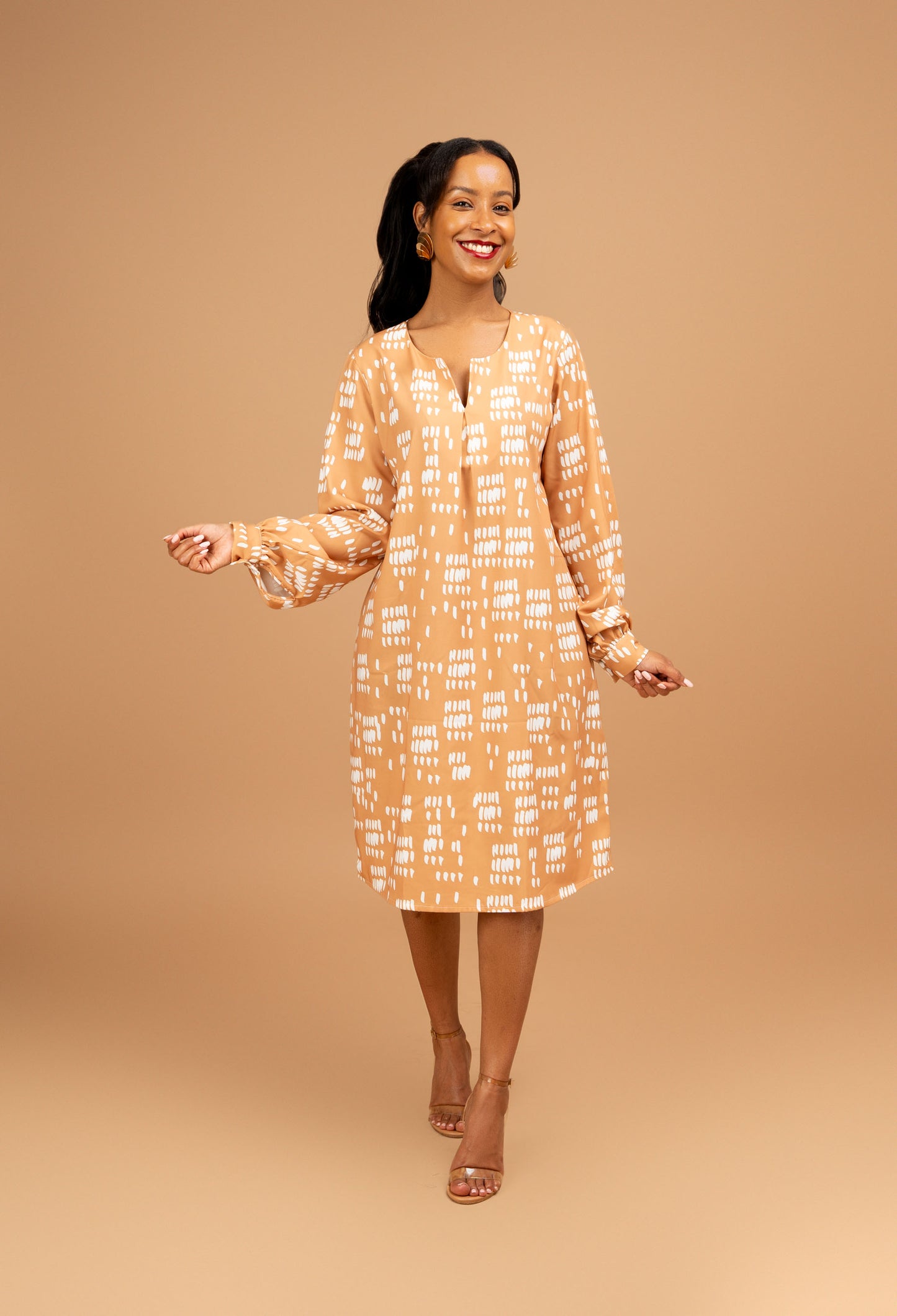 Nia Long Sleeve Shift Dress – Mustard