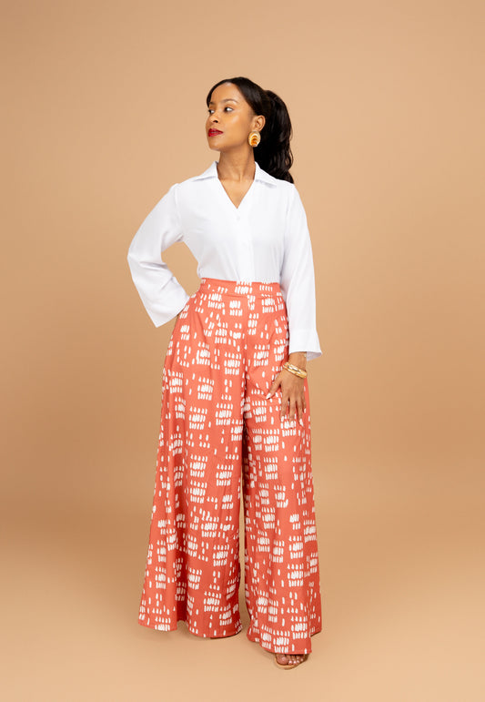 Long Sleeve Buttoned Blouse + Ultra Flowy Wide Leg Pants