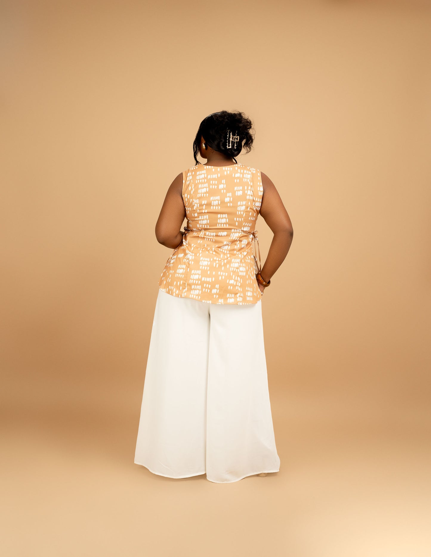 Nia Sleeveless Top with Side Ties - Mustard
