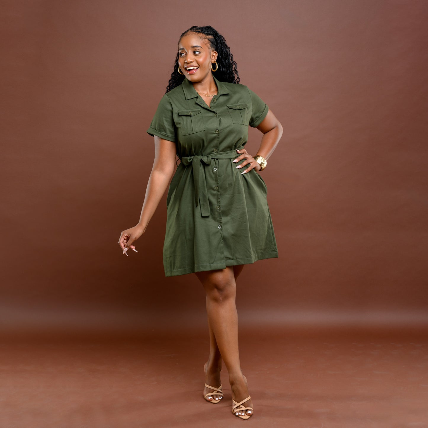 Safari Short Shirtdress - Army Green