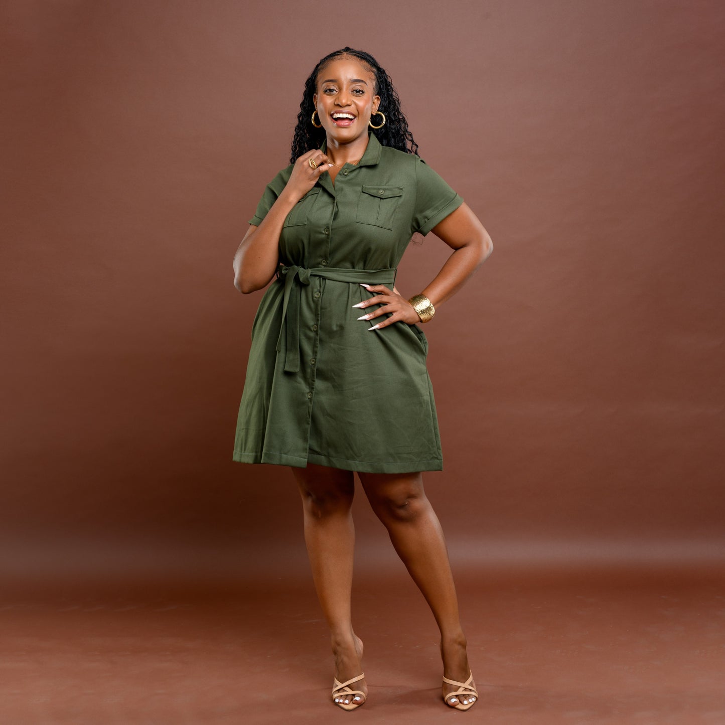 Safari Short Shirtdress - Army Green